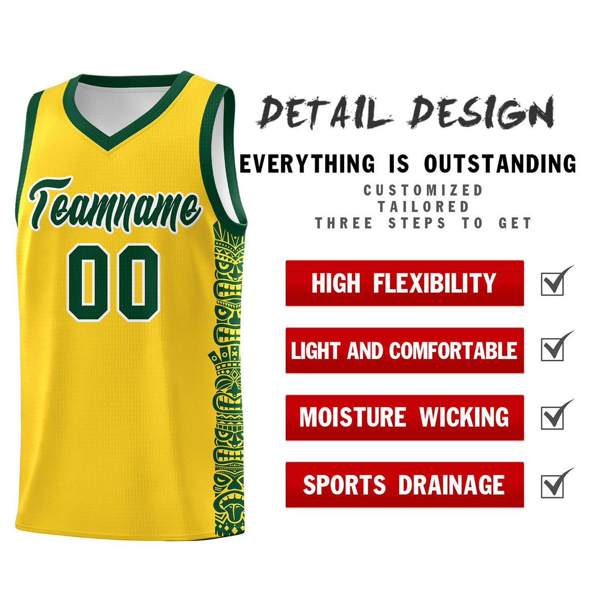 Custom Gold Gold Personalized Indians Pattern Sets Sports Uniform Basketball Jersey