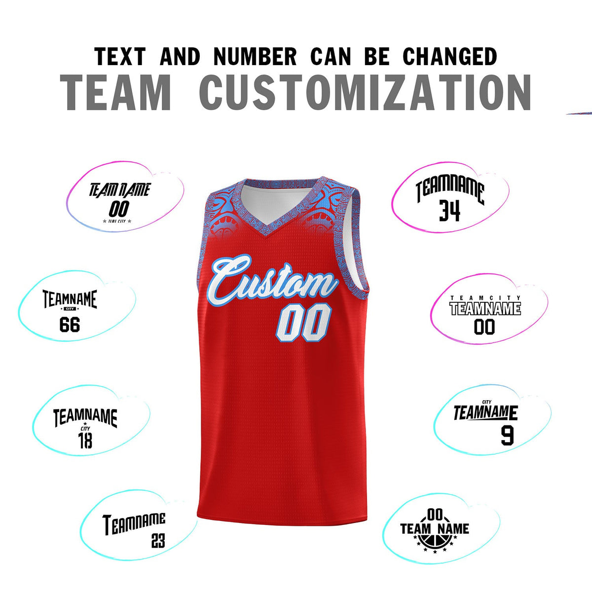 Custom Red Powder Blue Personalized Indians Print Sets Sports Uniform Basketball Jersey