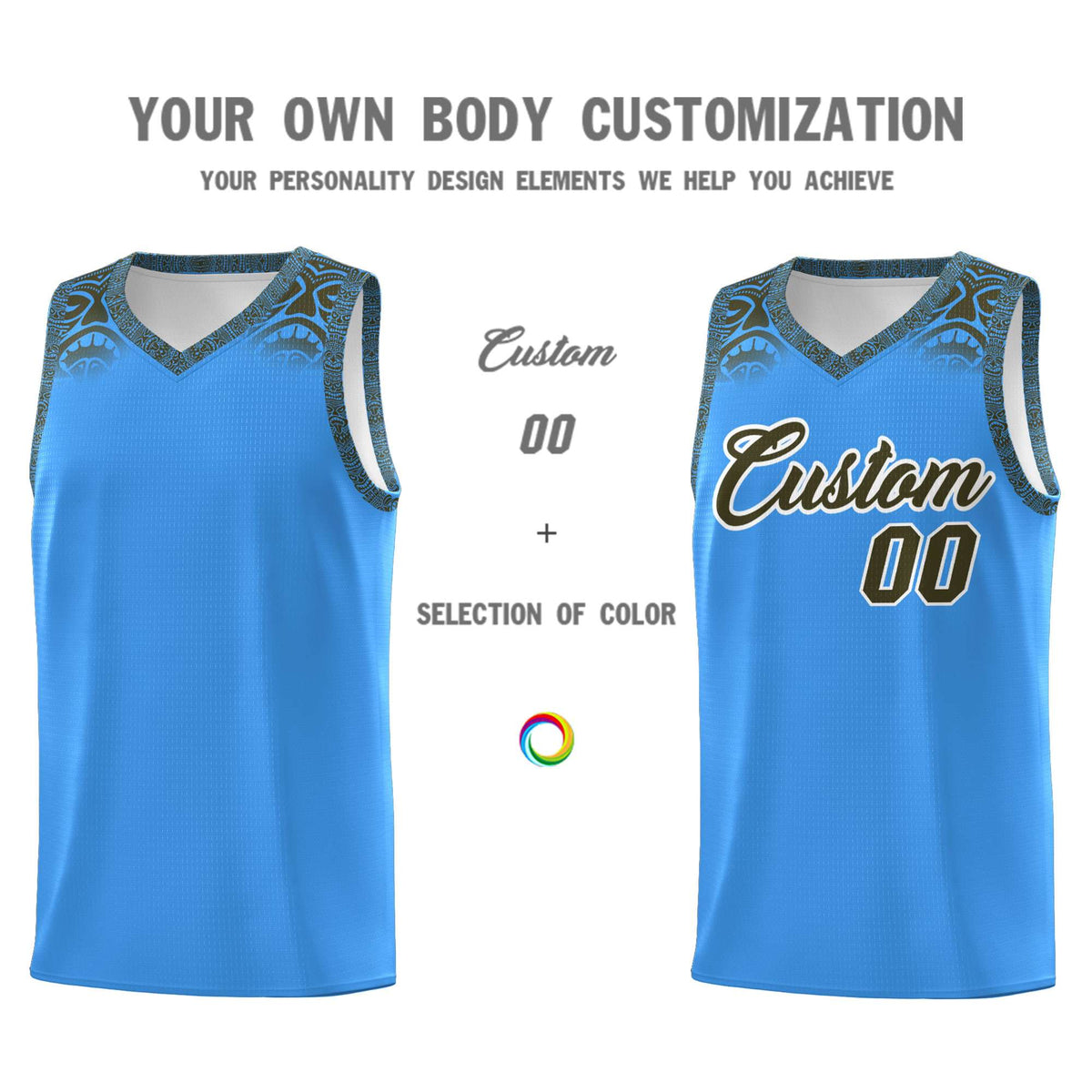 Custom Powder Blue Olive Personalized Indians Print Sets Sports Uniform Basketball Jersey
