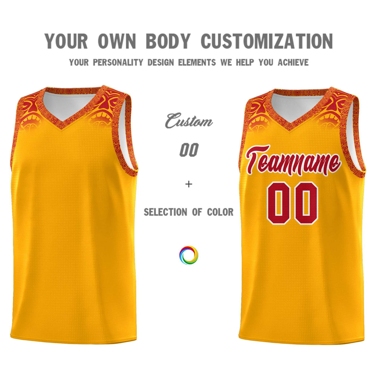 Custom Yellow Red Personalized Indians Print Sets Sports Uniform Basketball Jersey