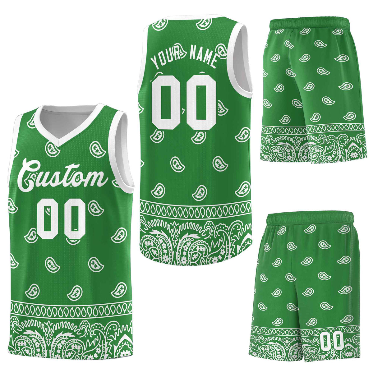 Custom Teal White Personalized Cashew Pattern Sports Uniform Basketball Jersey