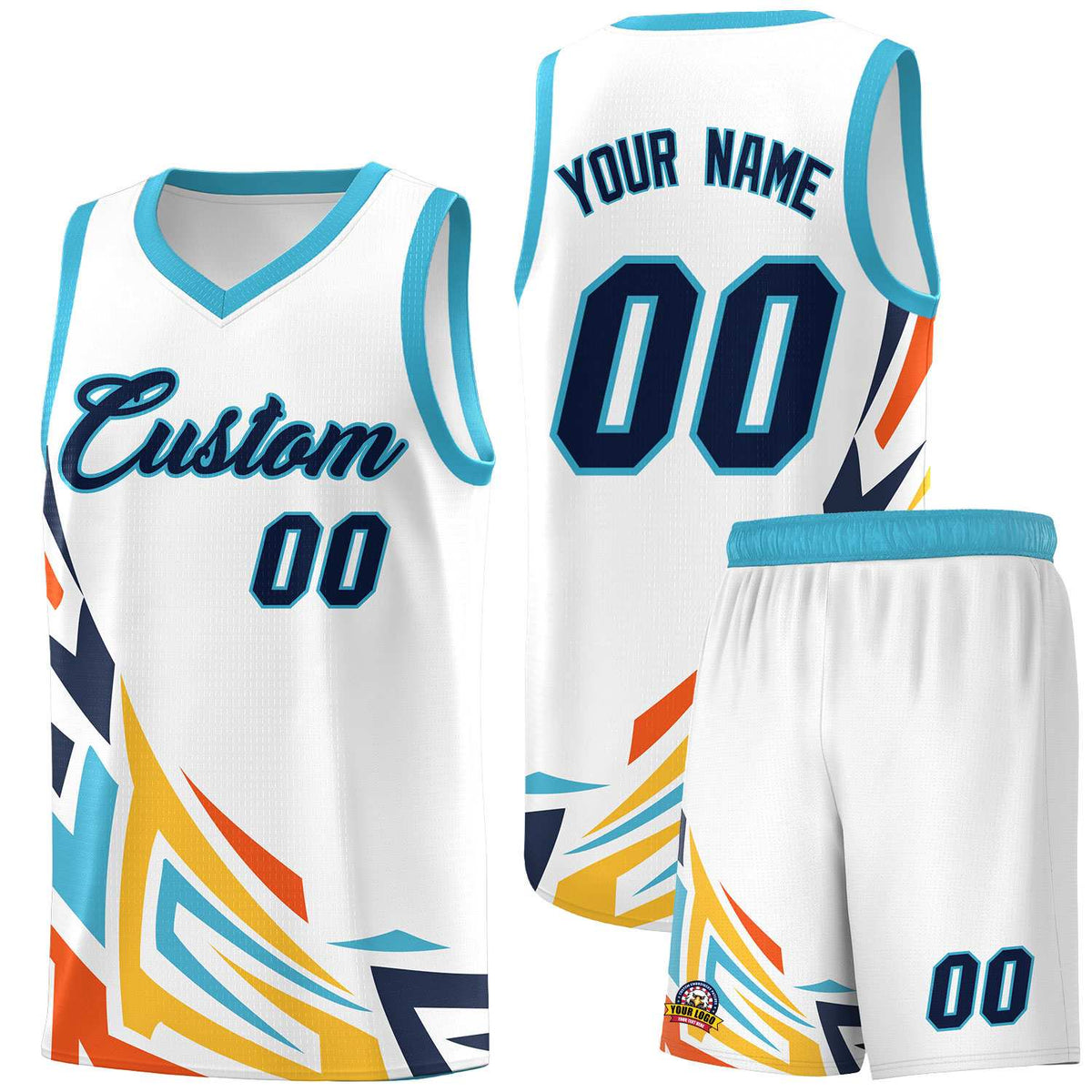 Custom White Gradient Graffiti Pattern Sports Uniform Basketball Jersey