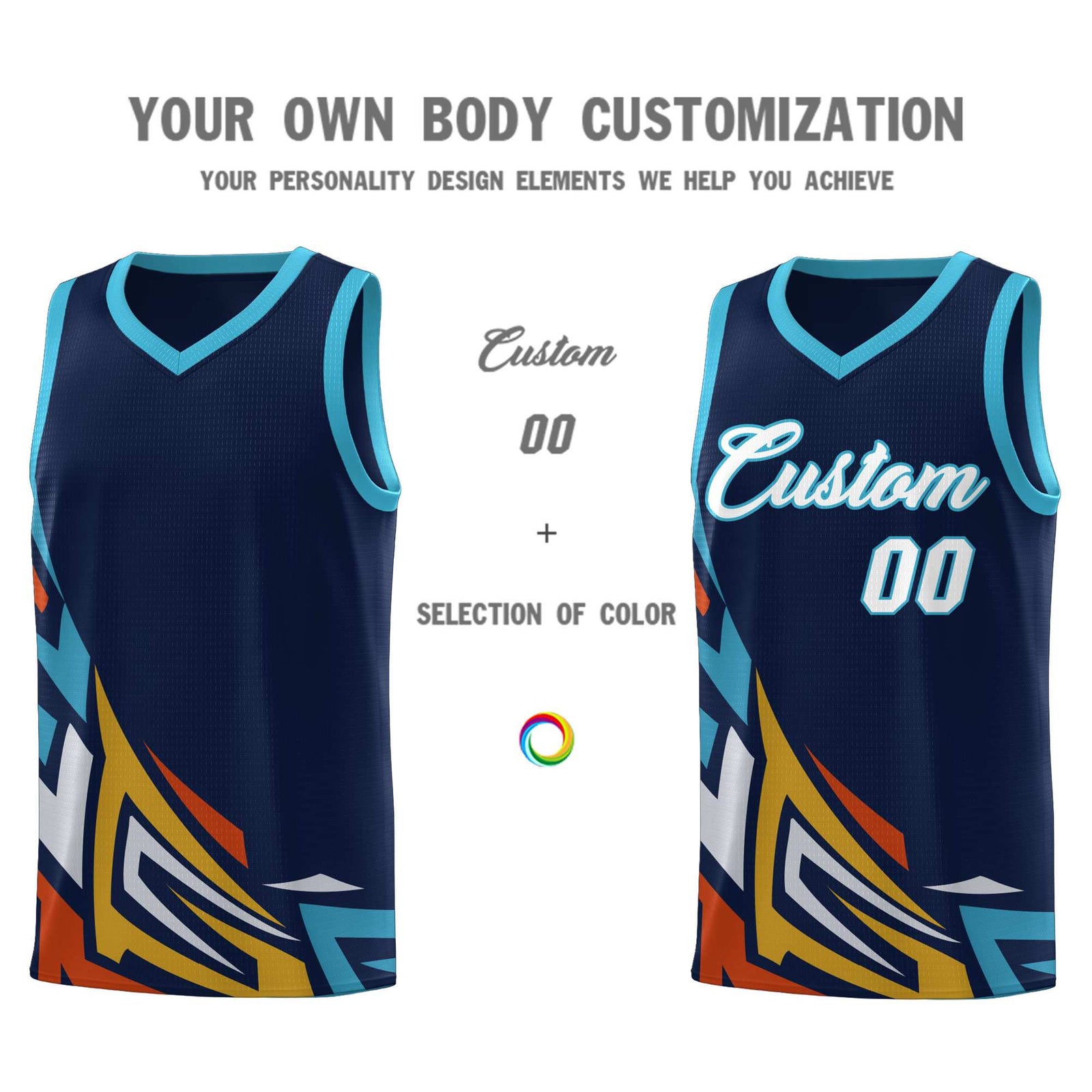 Custom Navy Gradient Graffiti Pattern Sports Uniform Basketball Jersey