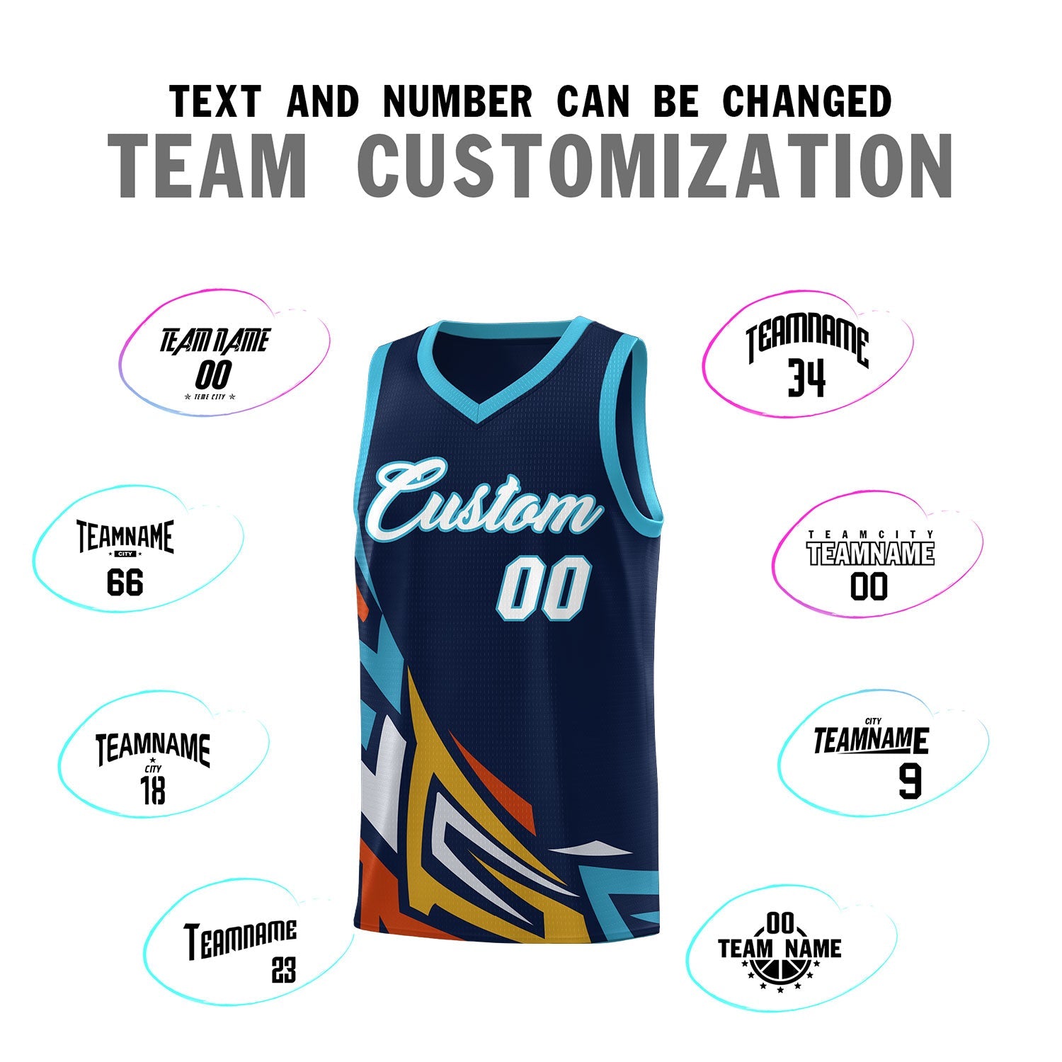 Custom Navy Gradient Graffiti Pattern Sports Uniform Basketball Jersey