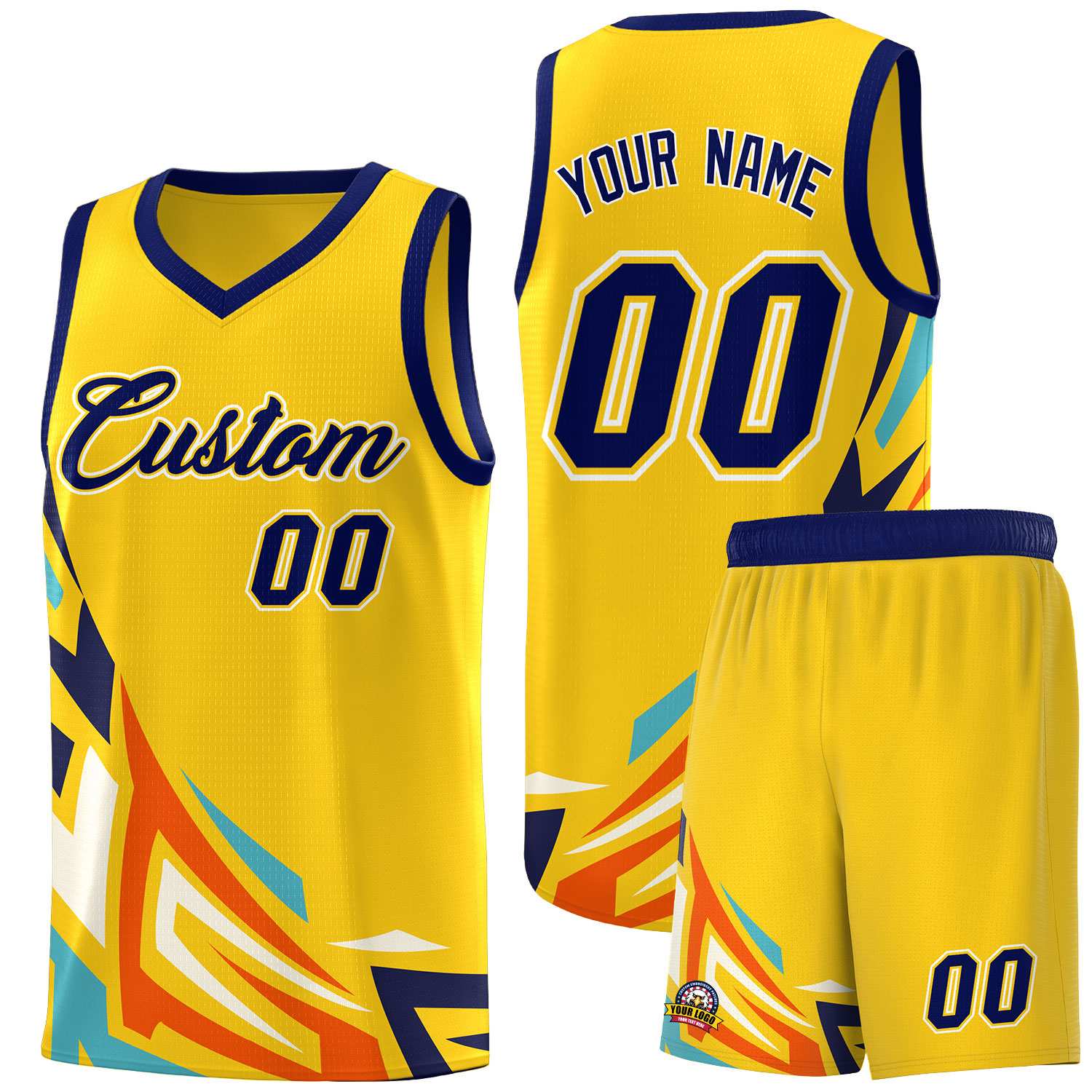 Custom Gold Gradient Graffiti Pattern Sports Uniform Basketball Jersey