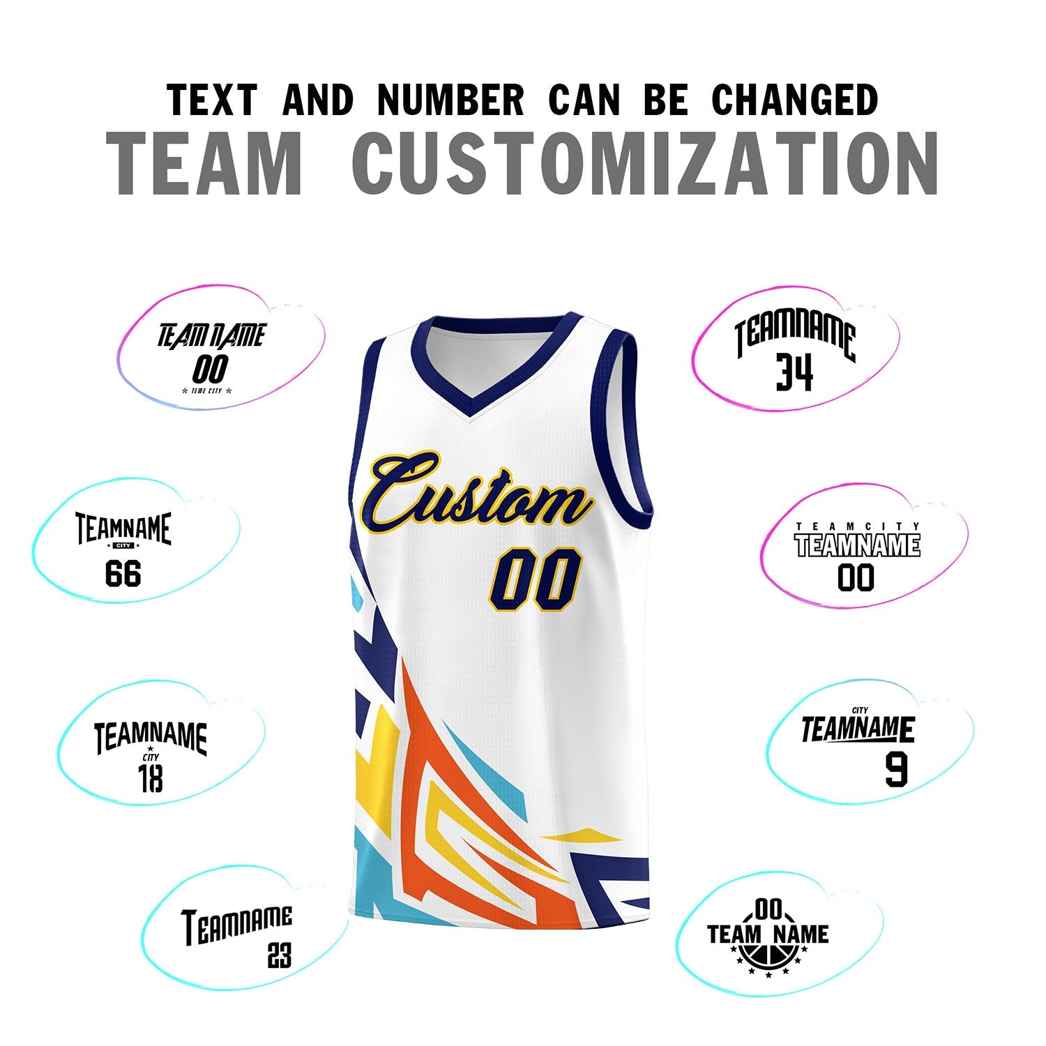 Custom White Gradient Graffiti Pattern Sports Uniform Basketball Jersey