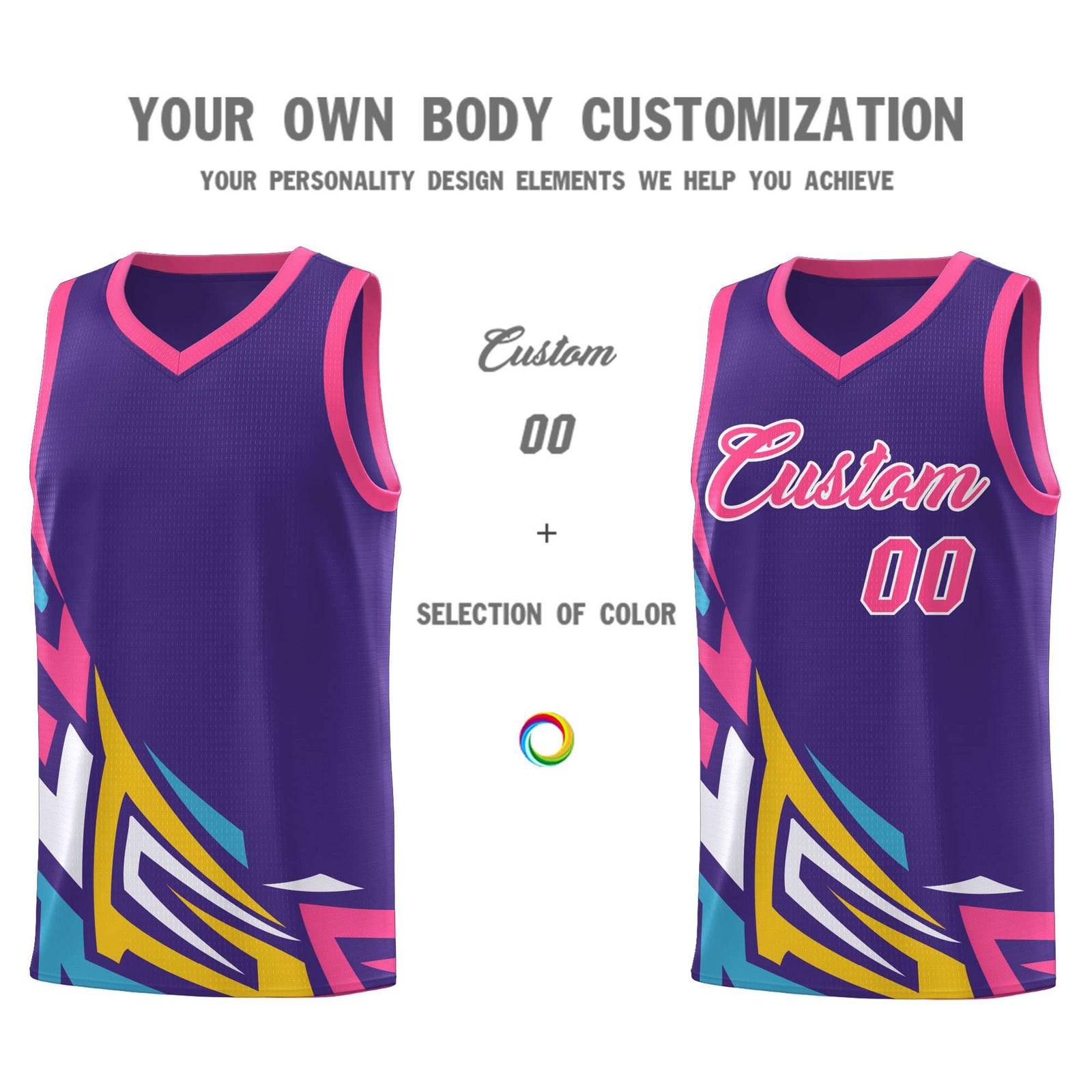 Custom Purple Gradient Graffiti Pattern Sports Uniform Basketball Jersey