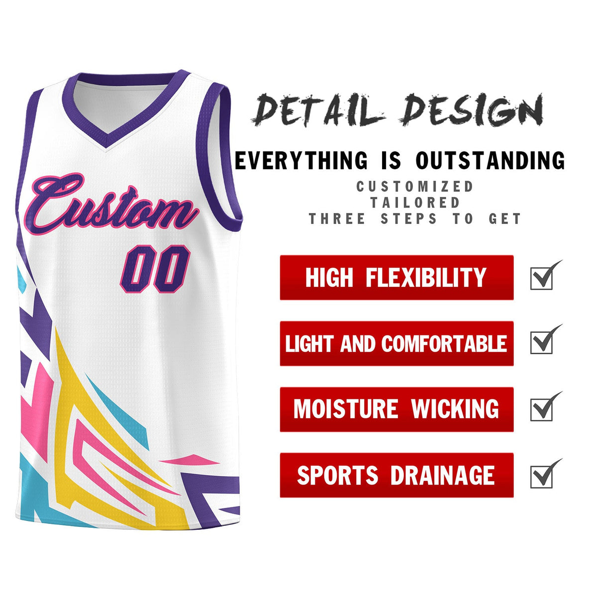 Custom White Gradient Graffiti Pattern Sports Uniform Basketball Jersey
