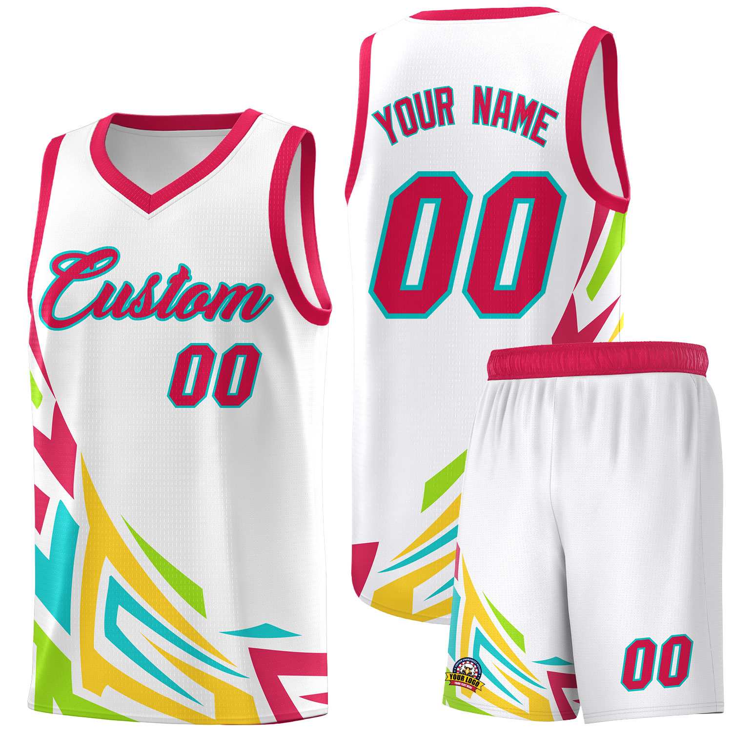Custom White Gradient Graffiti Pattern Sports Uniform Basketball Jersey