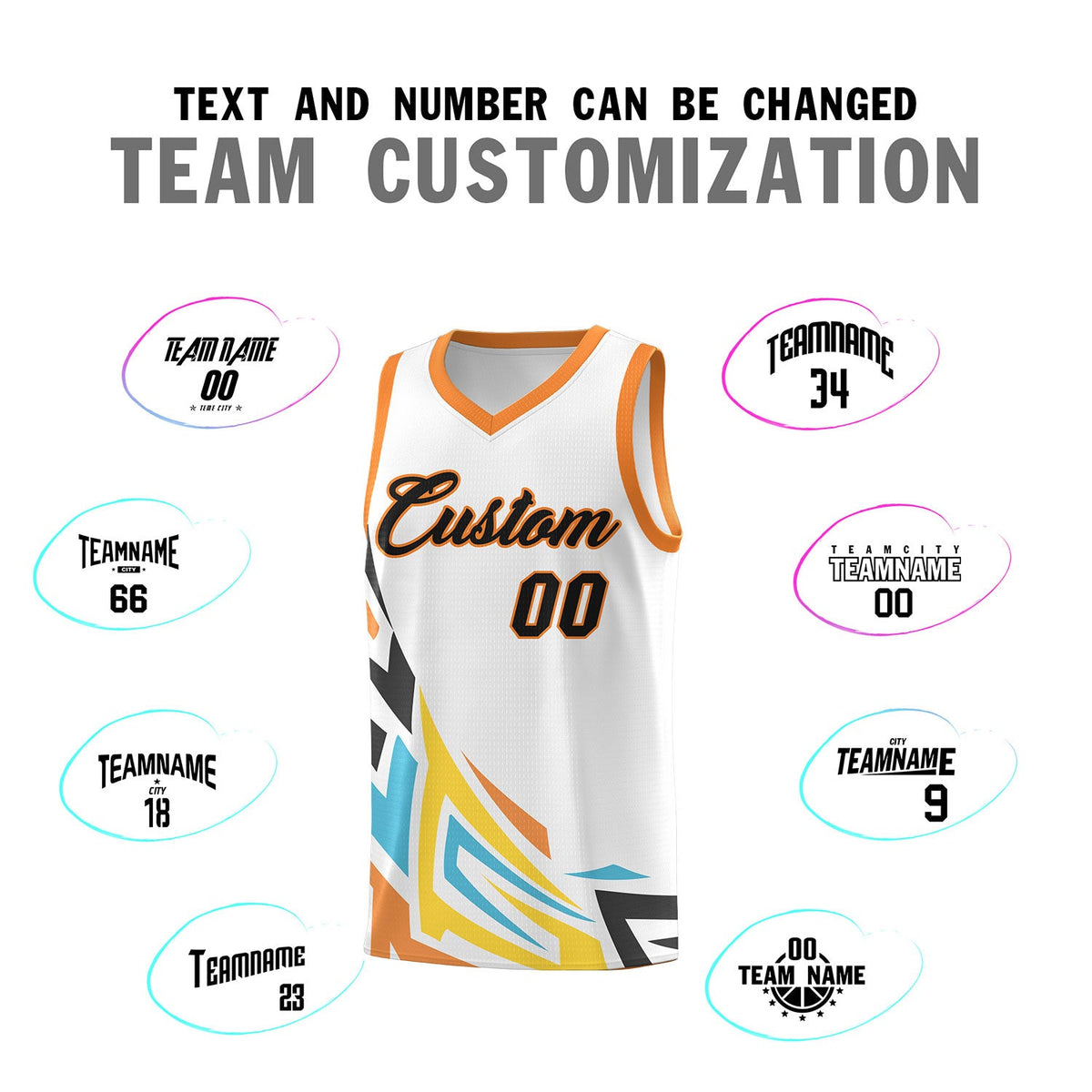 Custom White Gradient Graffiti Pattern Sports Uniform Basketball Jersey