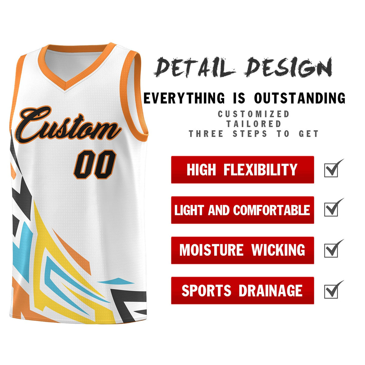 Custom White Gradient Graffiti Pattern Sports Uniform Basketball Jersey