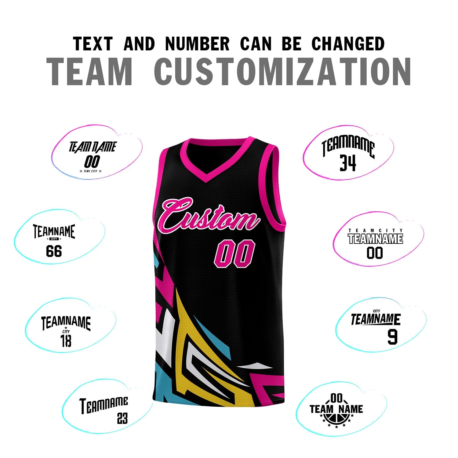 Custom Black Gradient Graffiti Pattern Sports Uniform Basketball Jersey