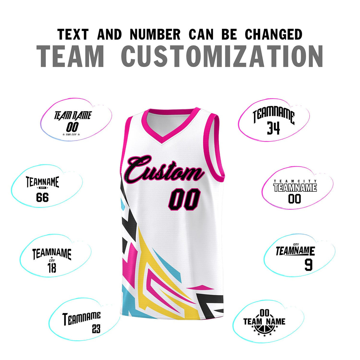 Custom White Gradient Graffiti Pattern Sports Uniform Basketball Jersey