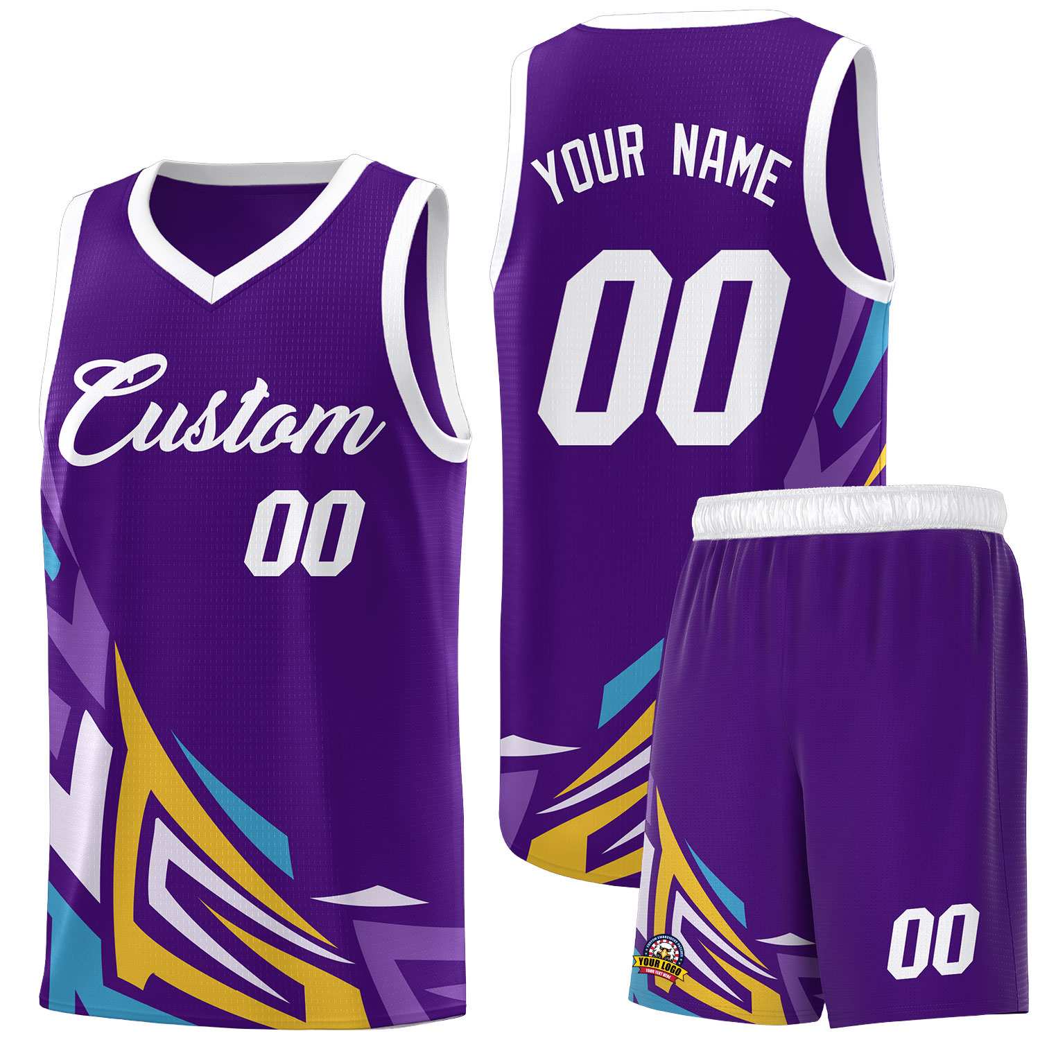 Custom Purple Gradient Graffiti Pattern Sports Uniform Basketball Jersey