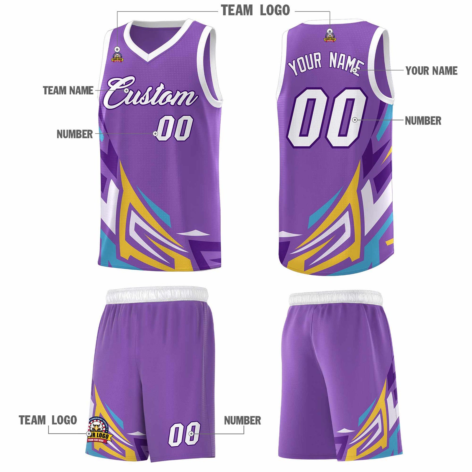 Custom Light Purple Gradient Graffiti Pattern Sports Uniform Basketball Jersey
