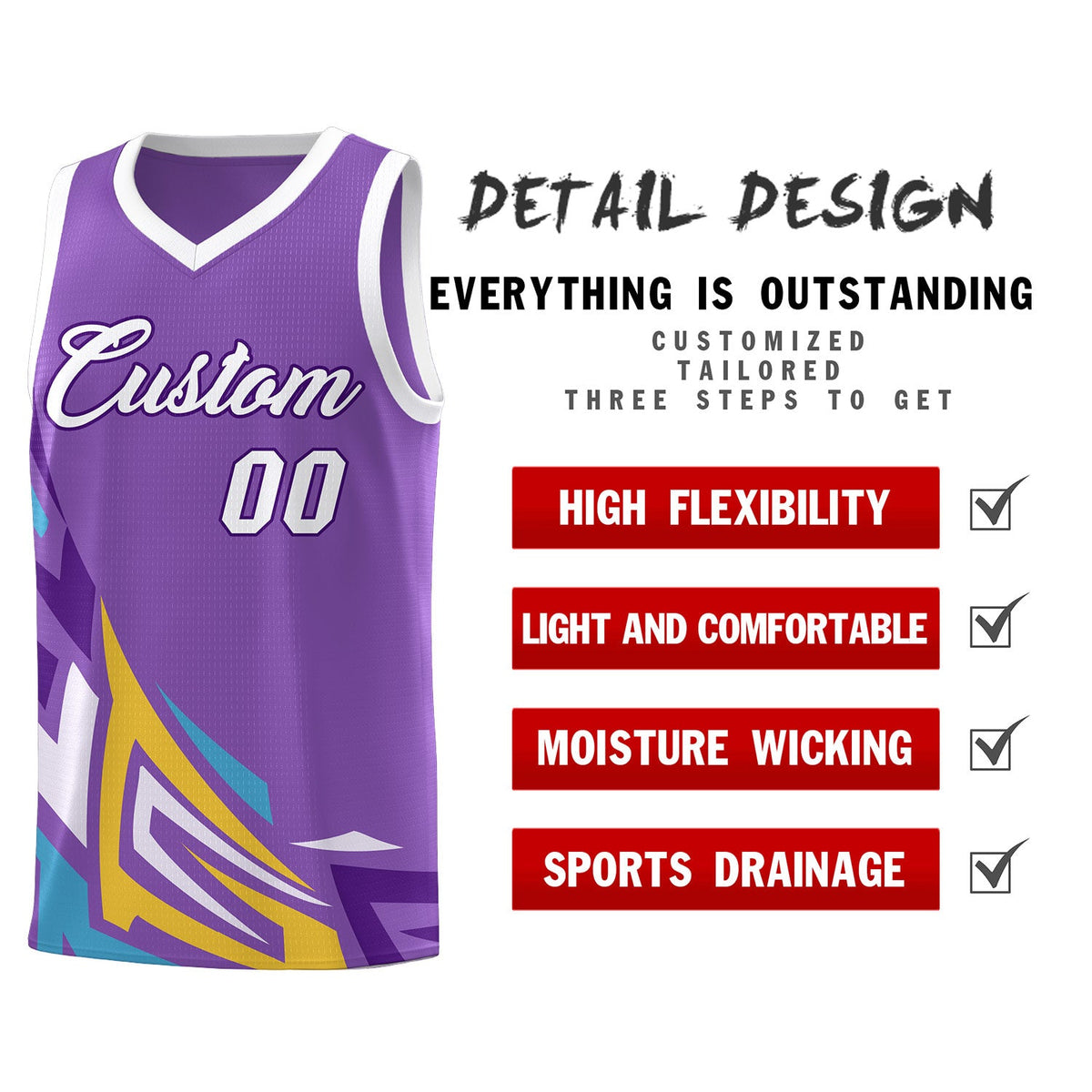 Custom Light Purple Gradient Graffiti Pattern Sports Uniform Basketball Jersey