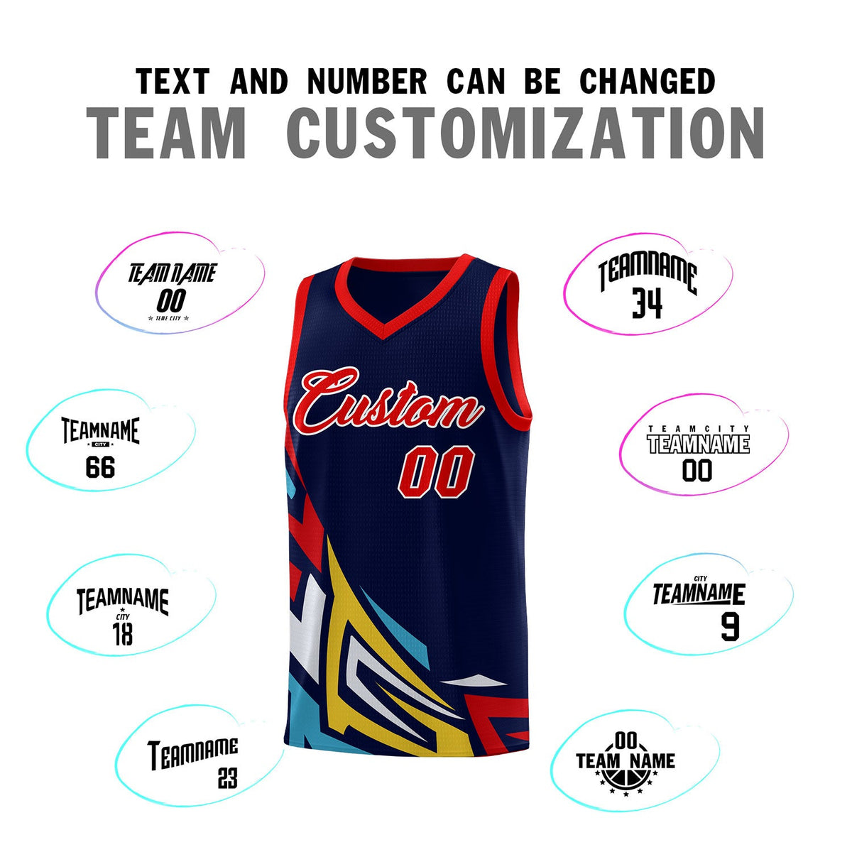 Custom Navy Gradient Graffiti Pattern Sports Uniform Basketball Jersey