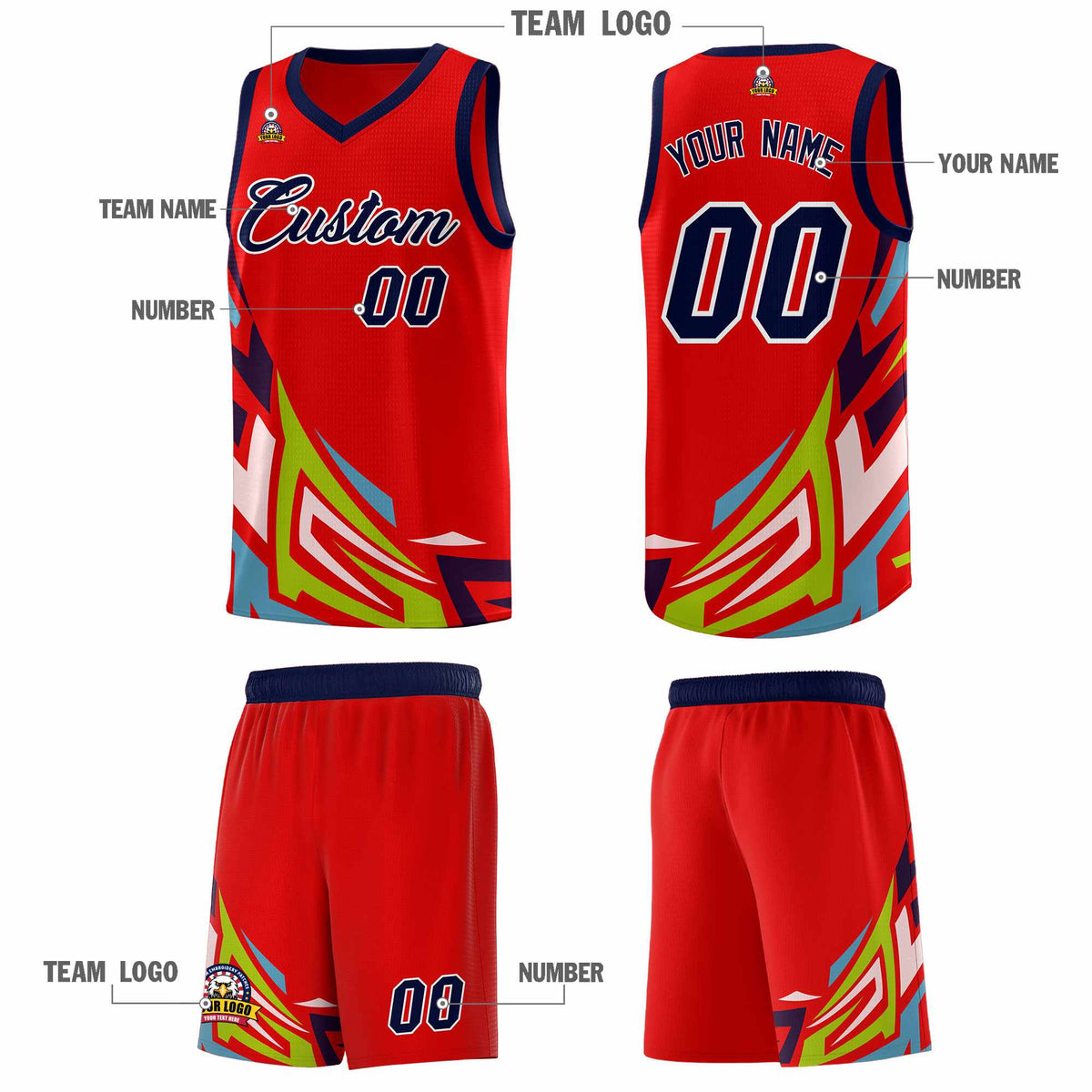 Custom Red Gradient Graffiti Pattern Sports Uniform Basketball Jersey