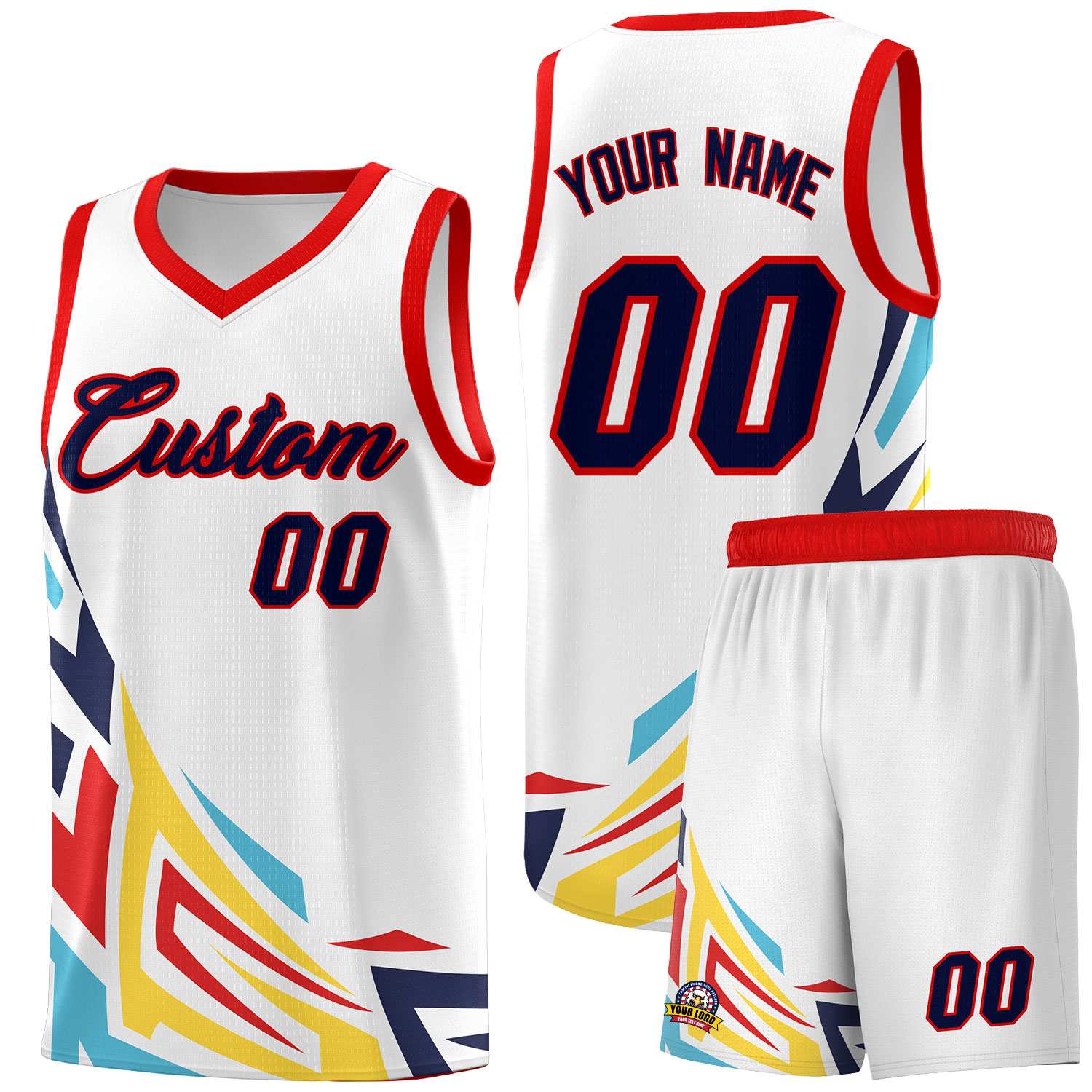 Custom White Gradient Graffiti Pattern Sports Uniform Basketball Jersey