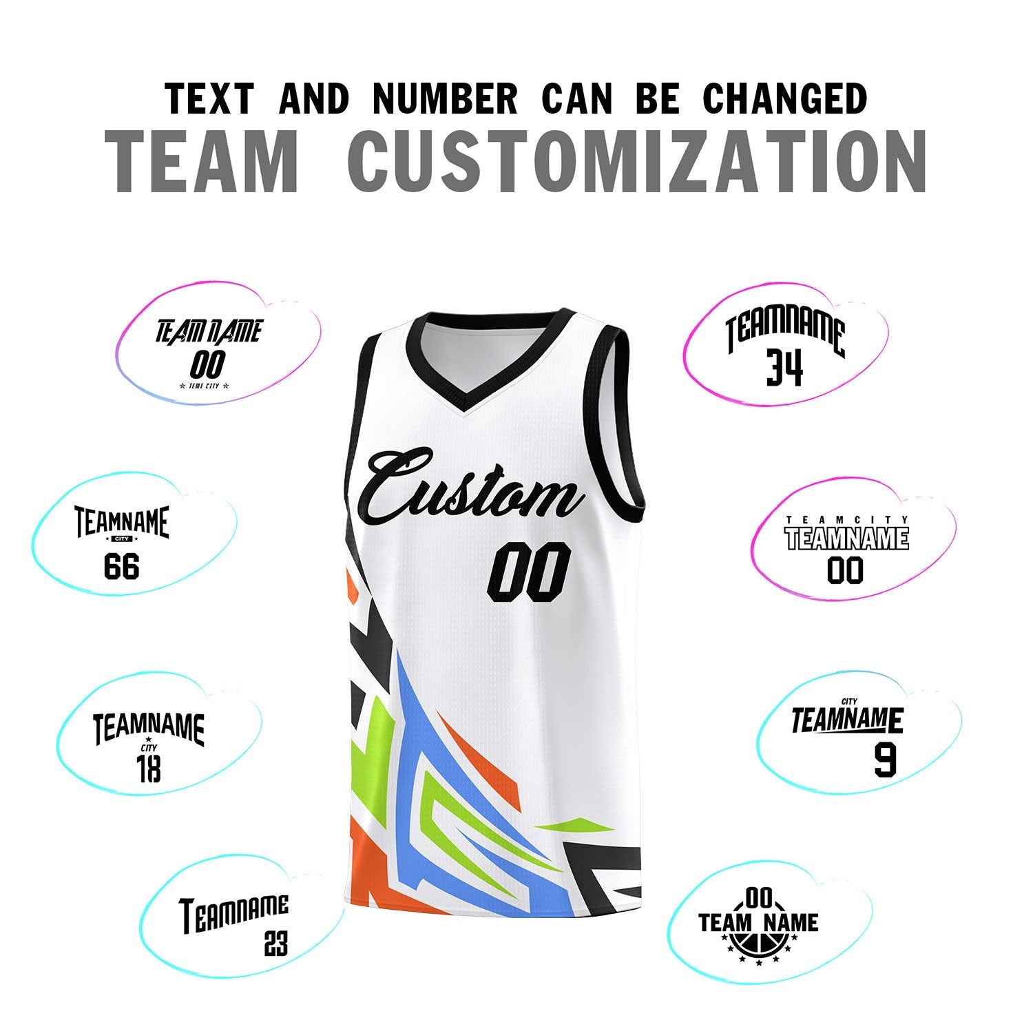 Custom White Gradient Graffiti Pattern Sports Uniform Basketball Jersey