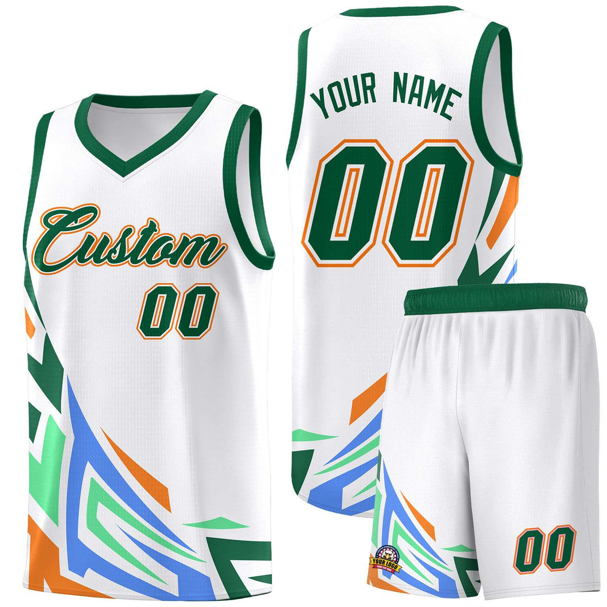 Custom White Gradient Graffiti Pattern Sports Uniform Basketball Jersey