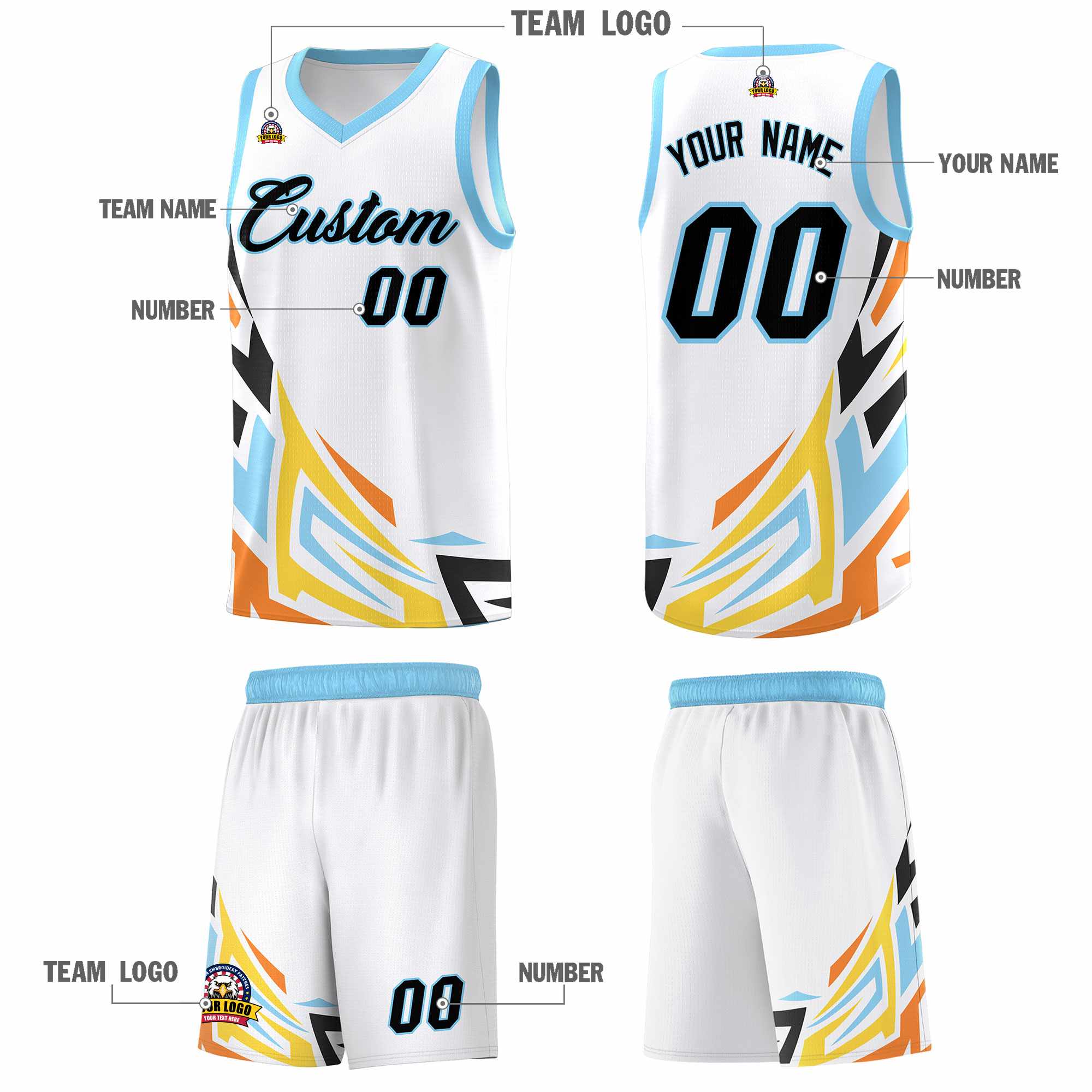 Custom White Gradient Graffiti Pattern Sports Uniform Basketball Jersey