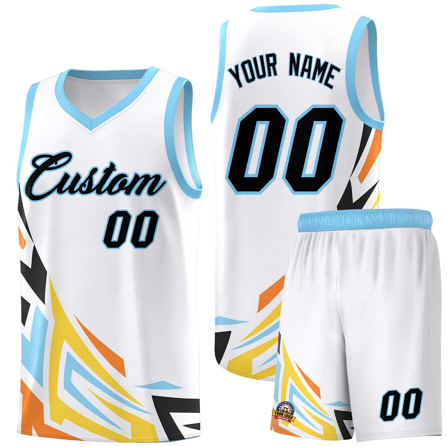 Custom White Gradient Graffiti Pattern Sports Uniform Basketball Jersey
