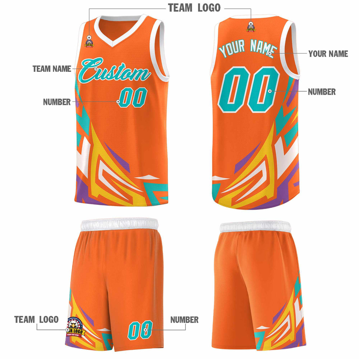 Custom Orange Gradient Graffiti Pattern Sports Uniform Basketball Jersey