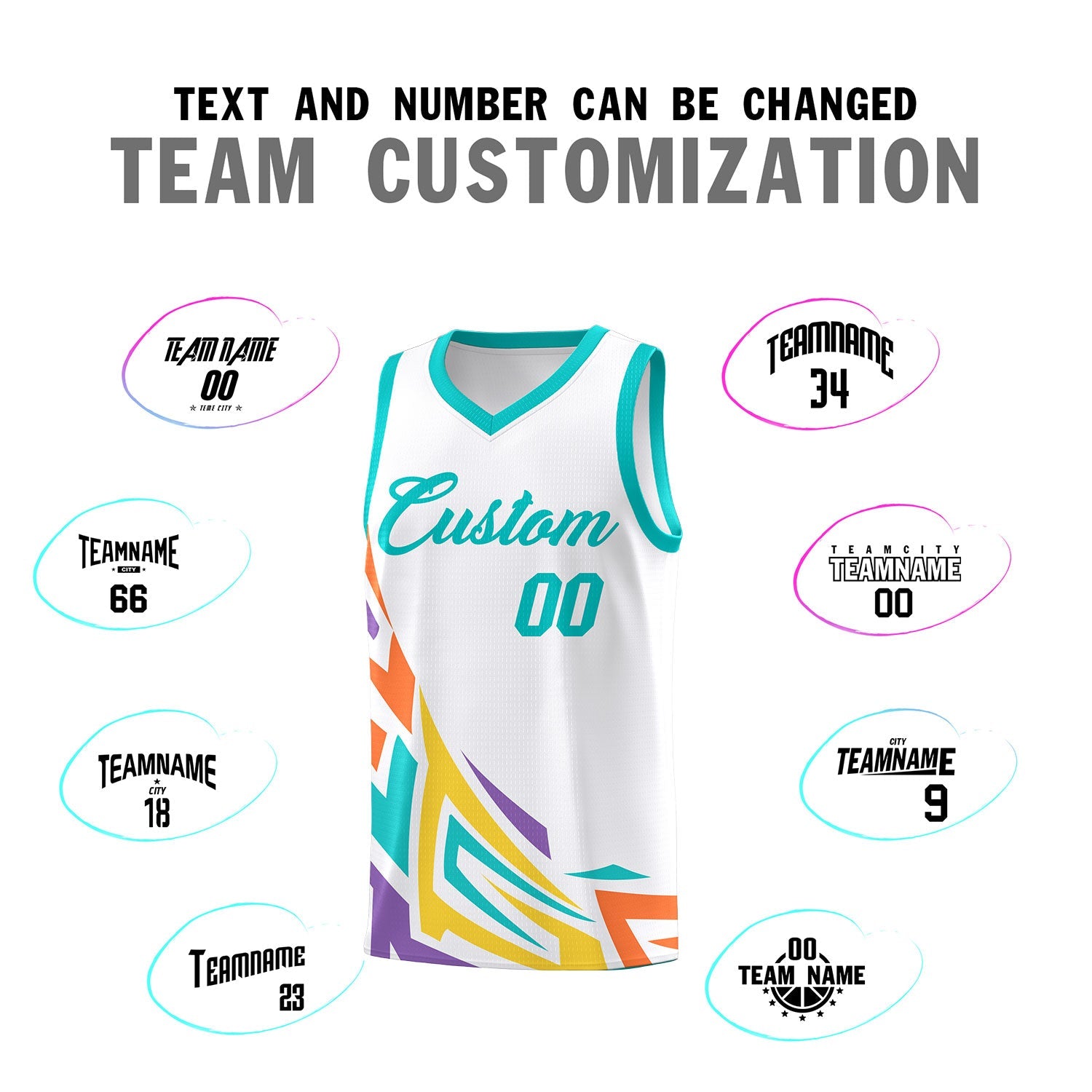 Custom White Gradient Graffiti Pattern Sports Uniform Basketball Jersey