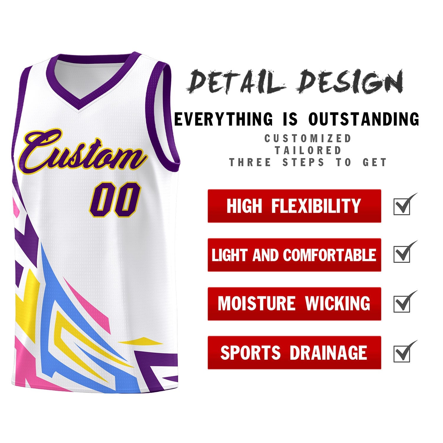 Custom White Gradient Graffiti Pattern Sports Uniform Basketball Jersey