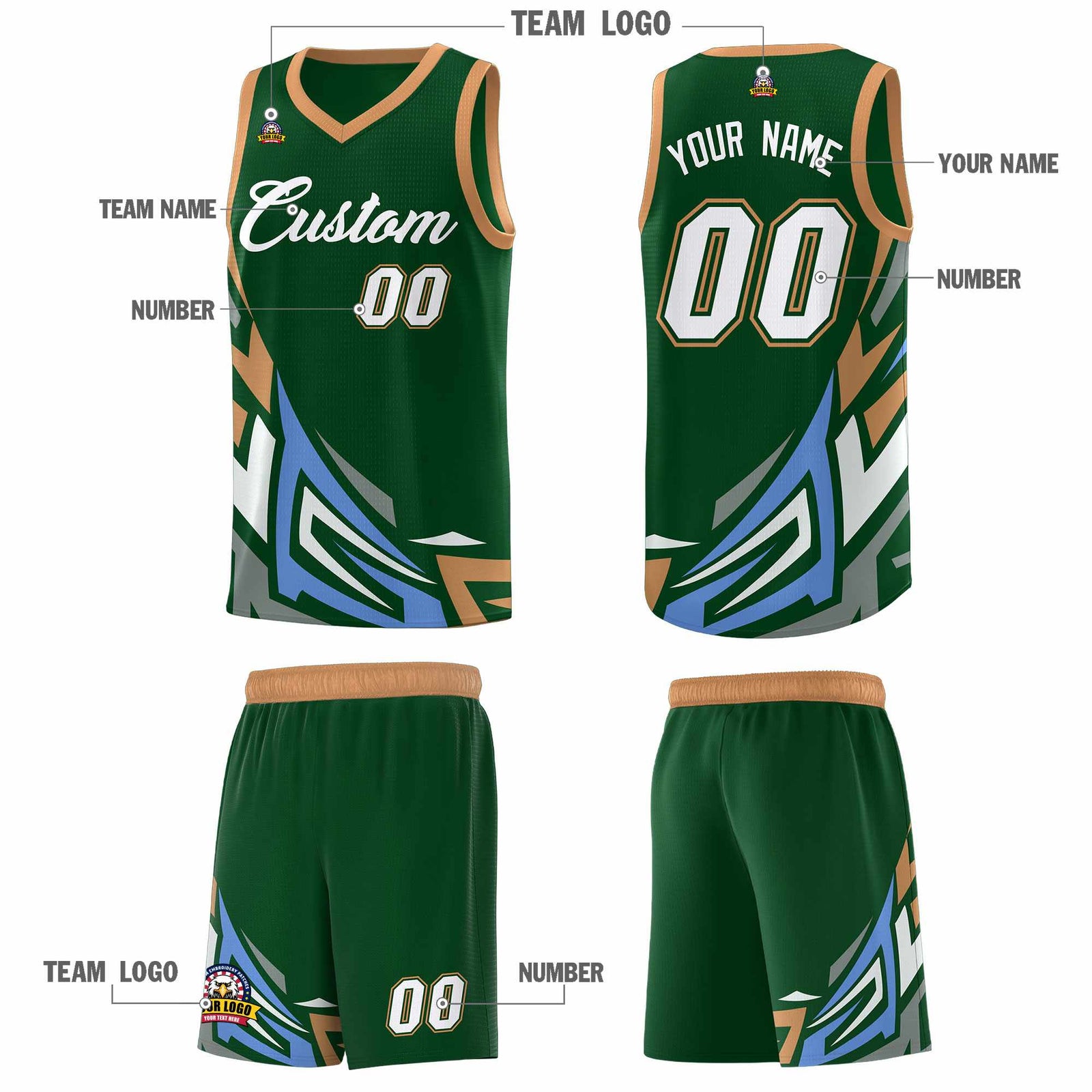 Custom Green Gradient Graffiti Pattern Sports Uniform Basketball Jersey