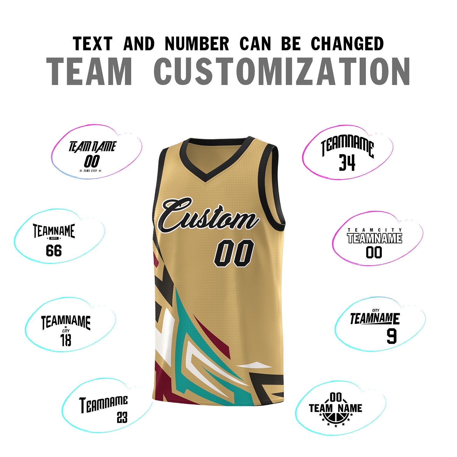 Custom Old Gold Gradient Graffiti Pattern Sports Uniform Basketball Jersey