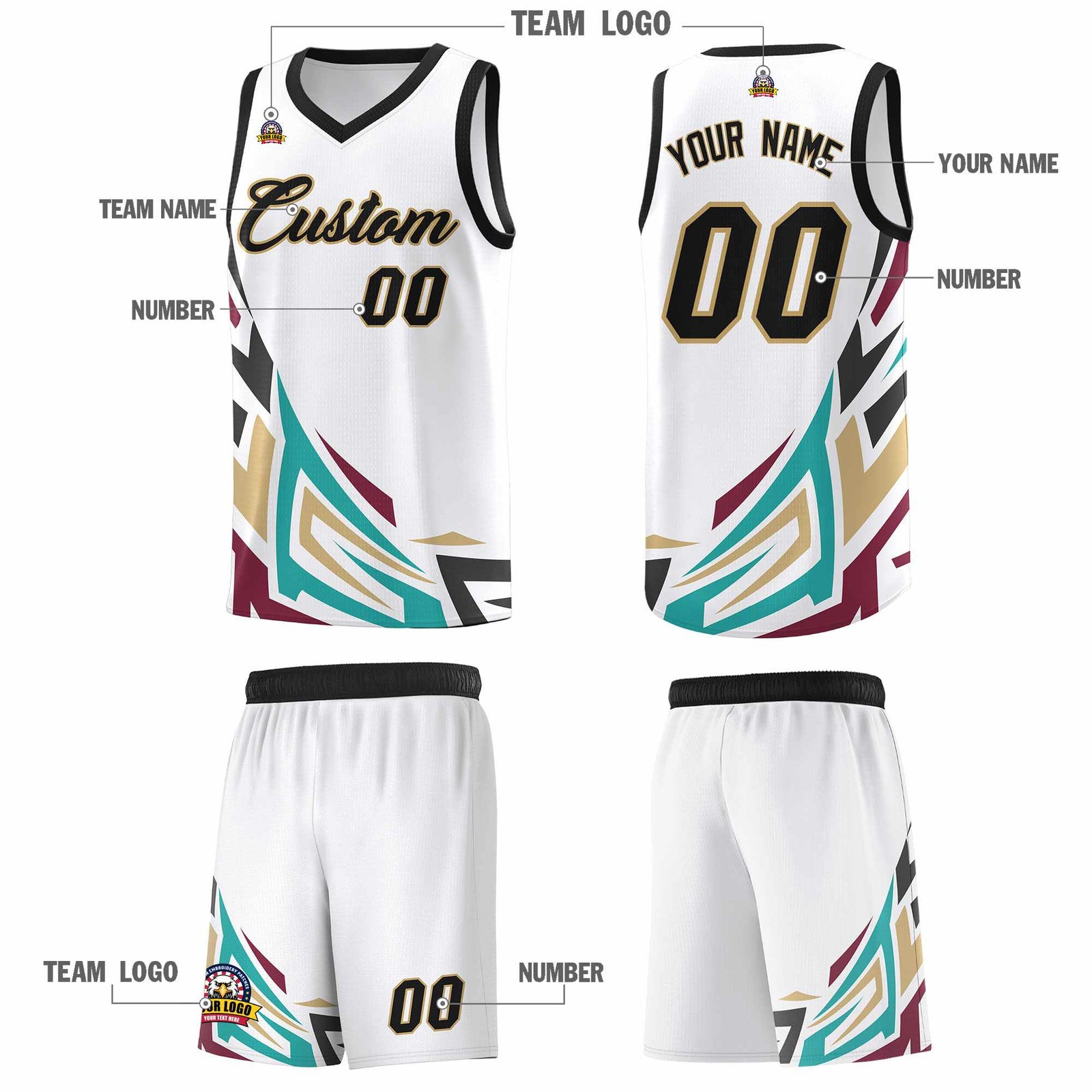Custom White Gradient Graffiti Pattern Sports Uniform Basketball Jersey