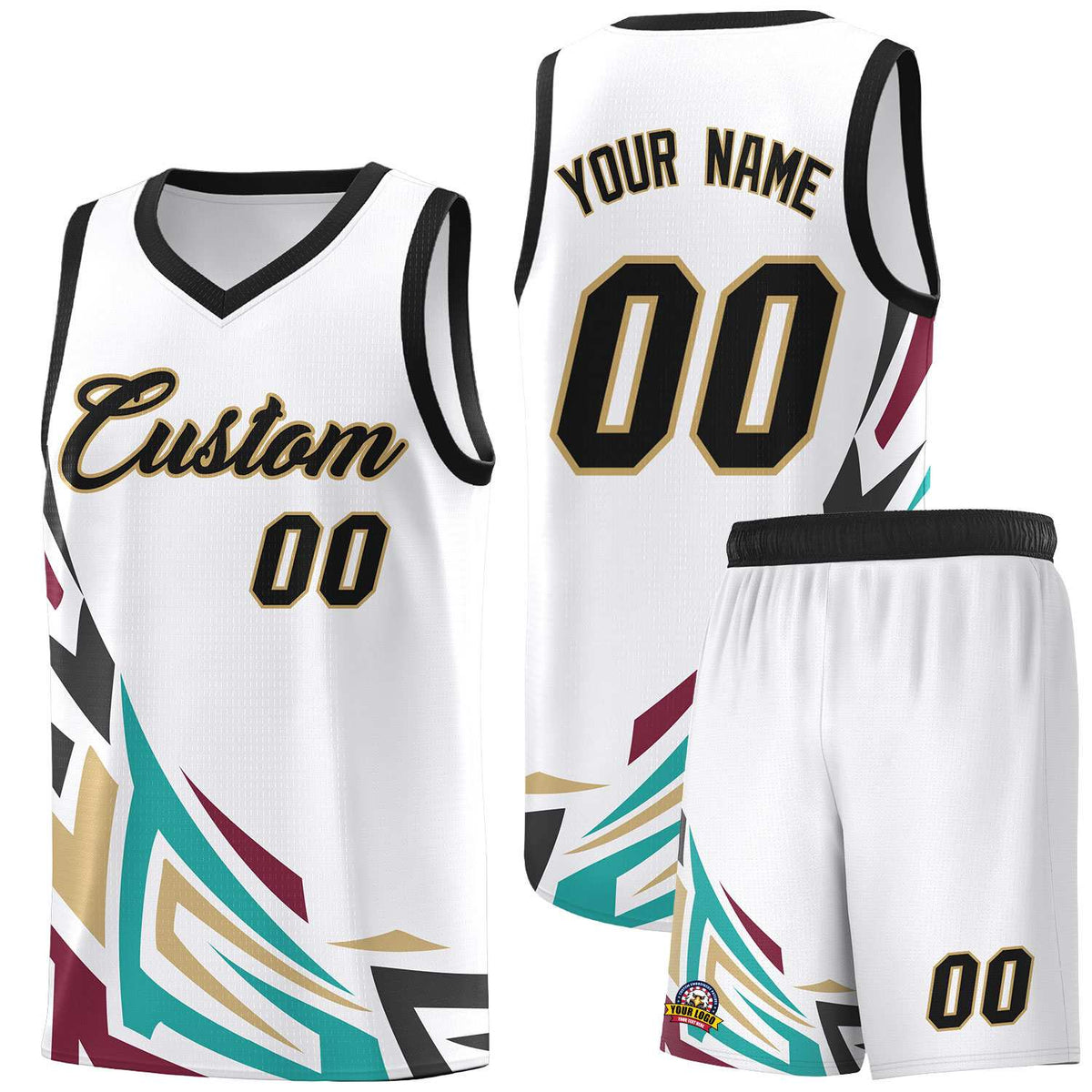 Custom White Gradient Graffiti Pattern Sports Uniform Basketball Jersey