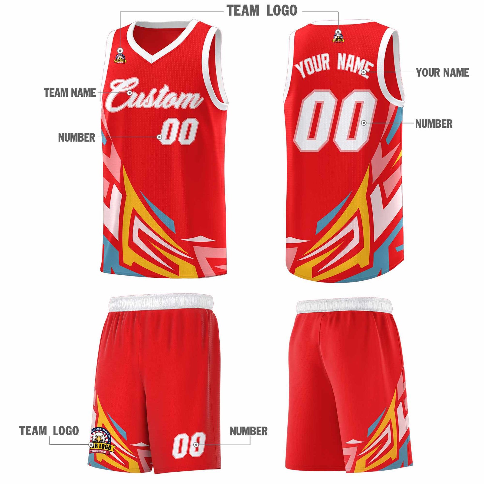 Custom Red Gradient Graffiti Pattern Sports Uniform Basketball Jersey
