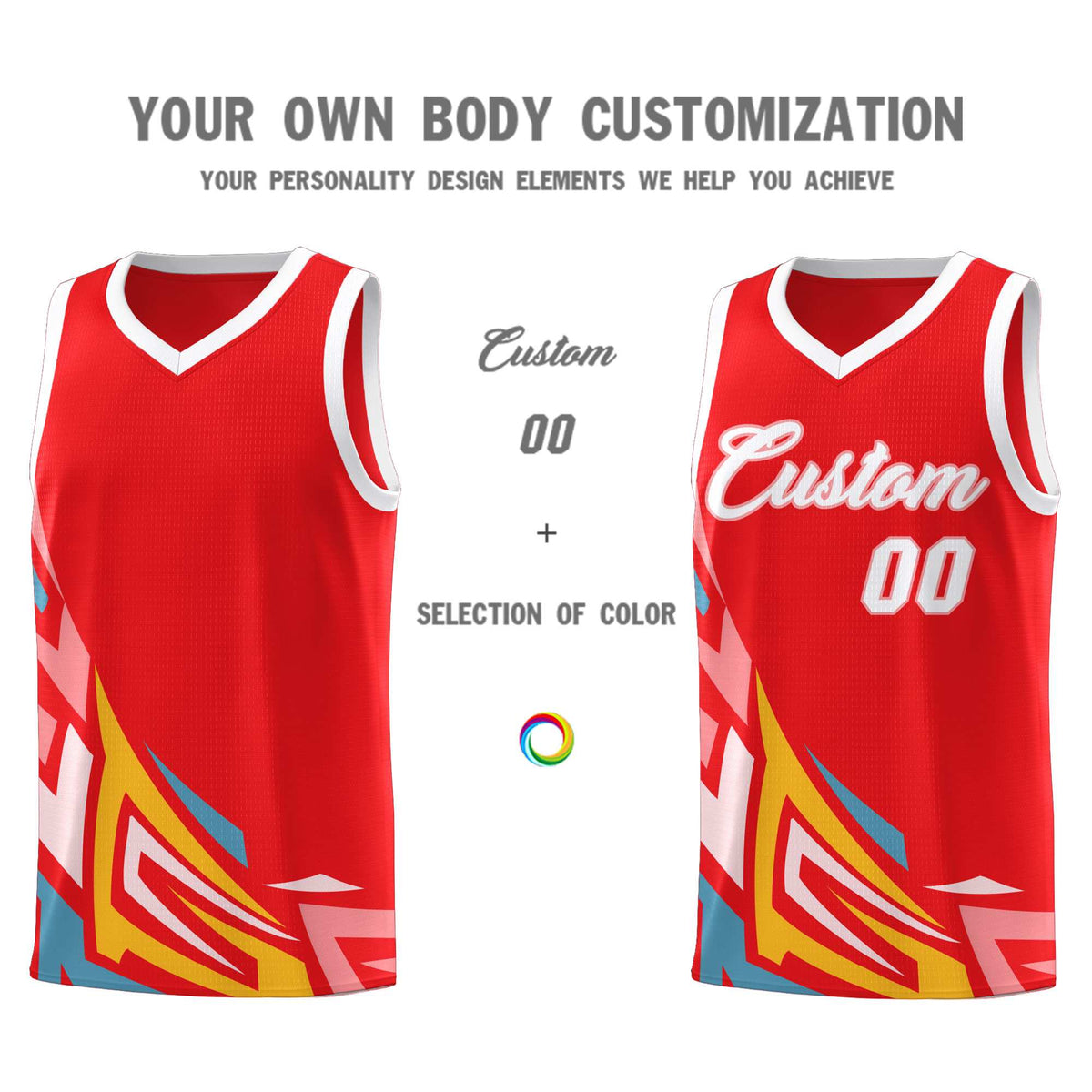 Custom Red Gradient Graffiti Pattern Sports Uniform Basketball Jersey