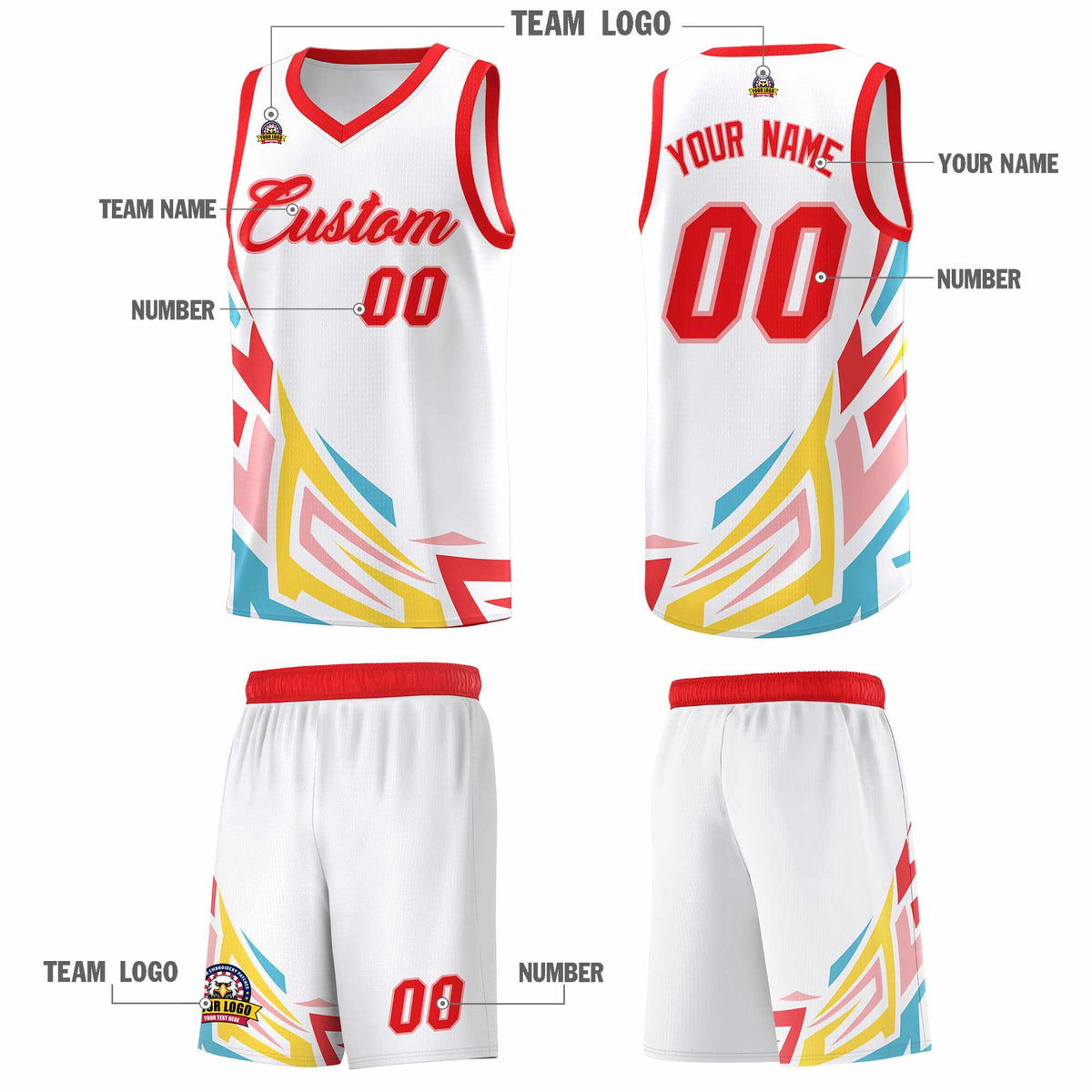 Custom White Gradient Graffiti Pattern Sports Uniform Basketball Jersey