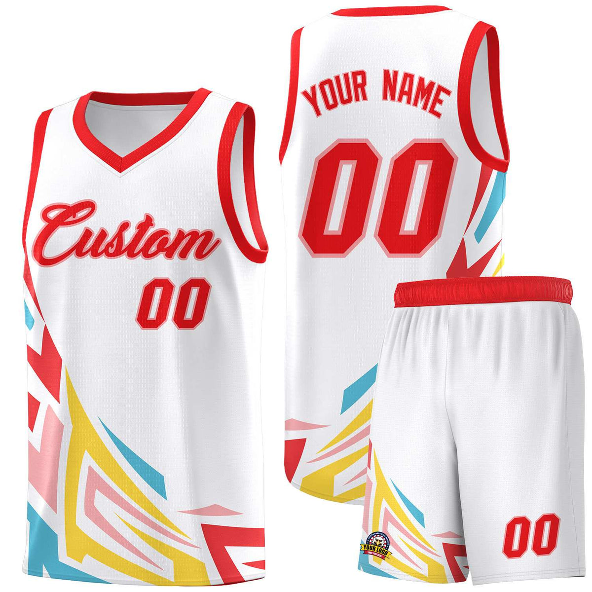 Custom White Gradient Graffiti Pattern Sports Uniform Basketball Jersey