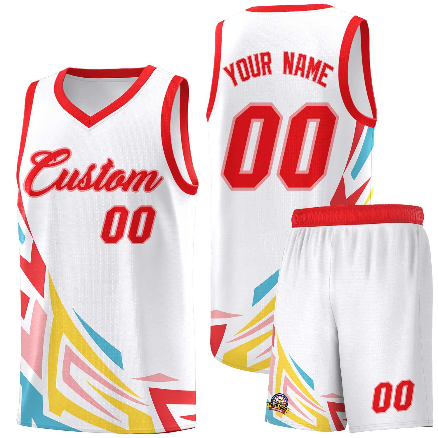 Custom White Gradient Graffiti Pattern Sports Uniform Basketball Jersey