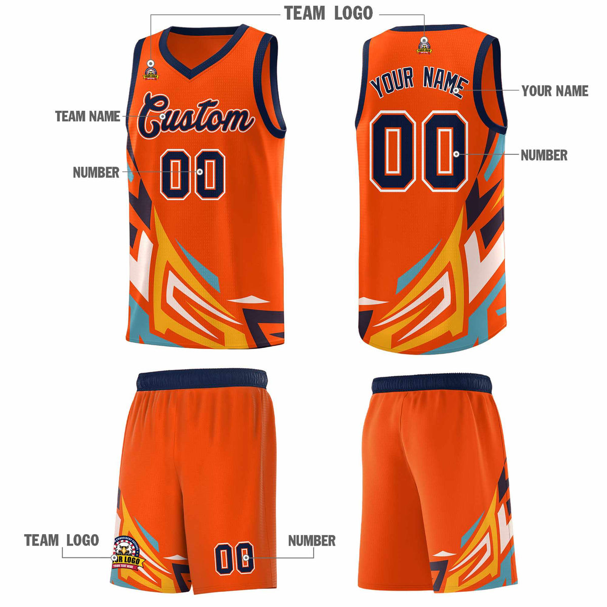 Custom Orange Gradient Graffiti Pattern Sports Uniform Basketball Jersey