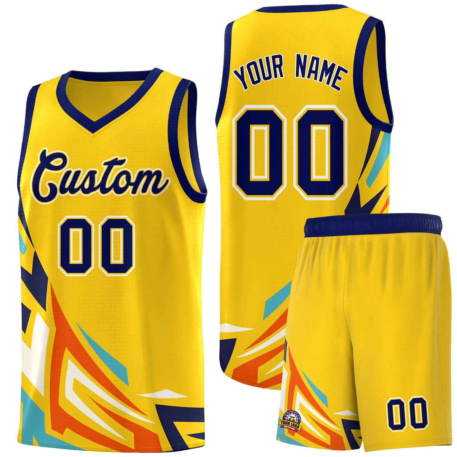 Custom Gold Gradient Graffiti Pattern Sports Uniform Basketball Jersey