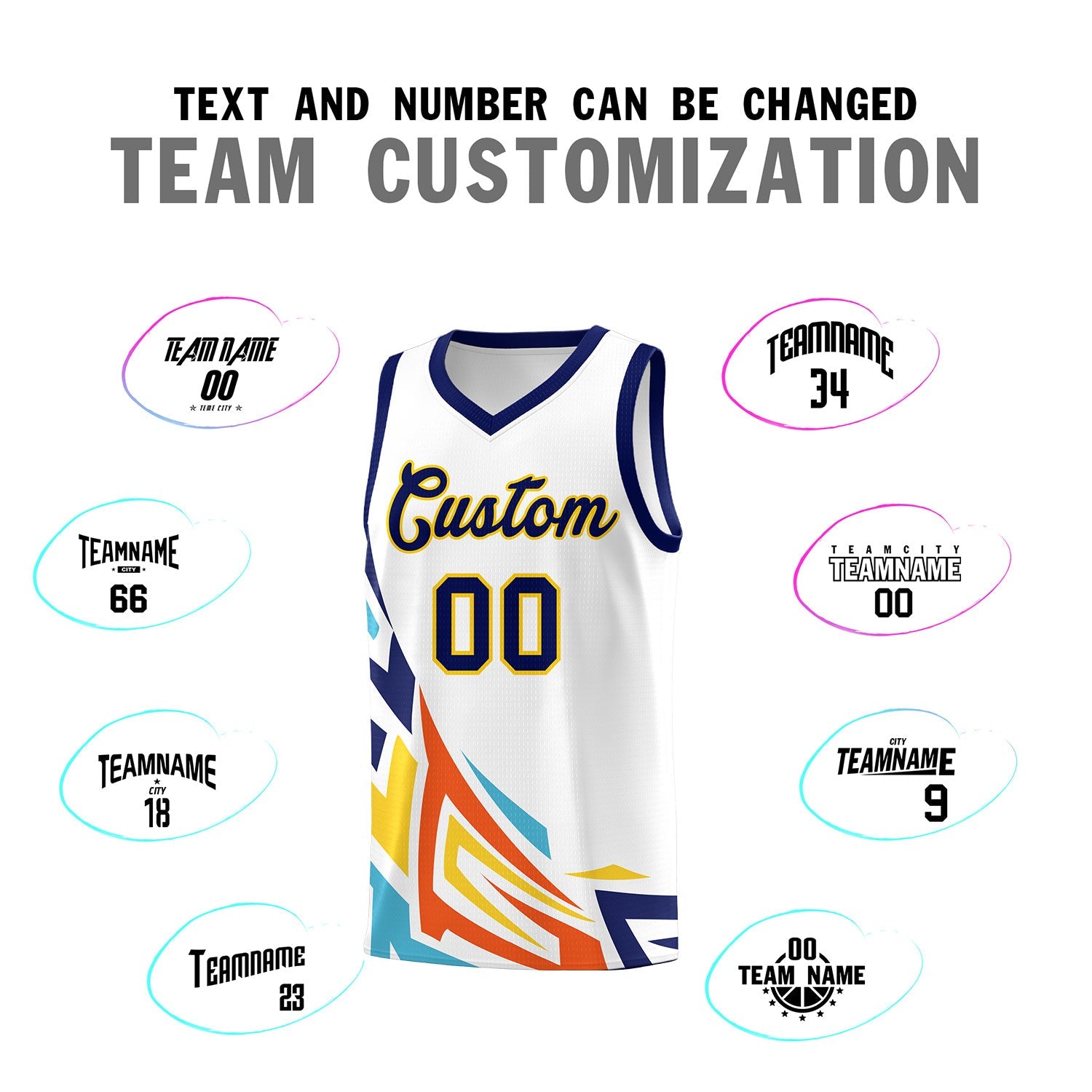 Custom White Gradient Graffiti Pattern Sports Uniform Basketball Jersey