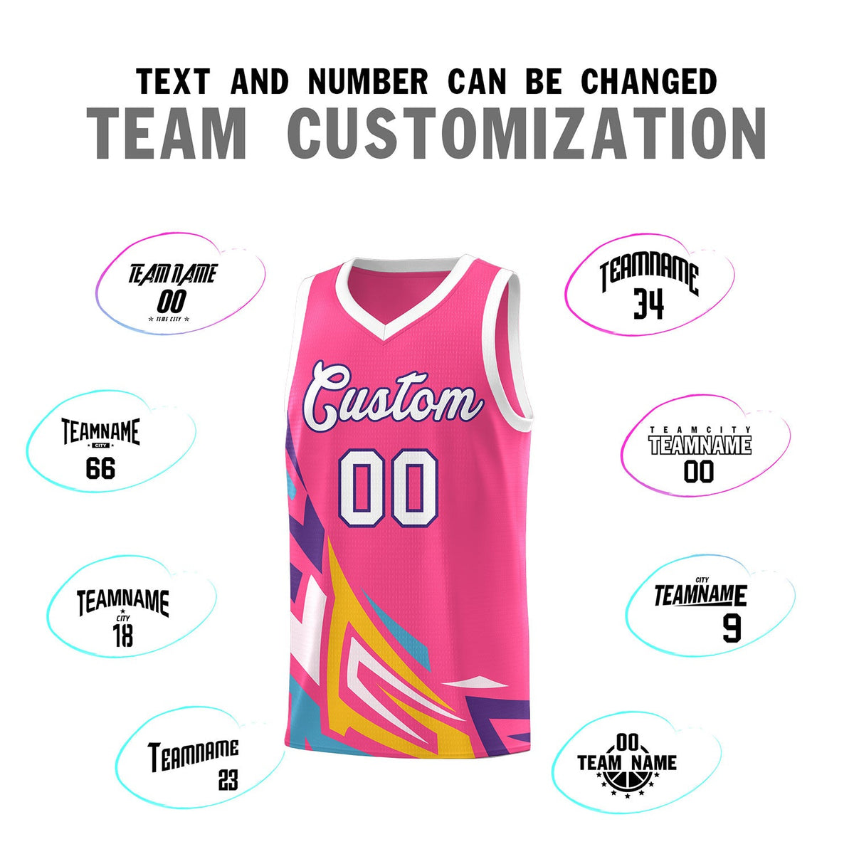 Custom Pink Gradient Graffiti Pattern Sports Uniform Basketball Jersey