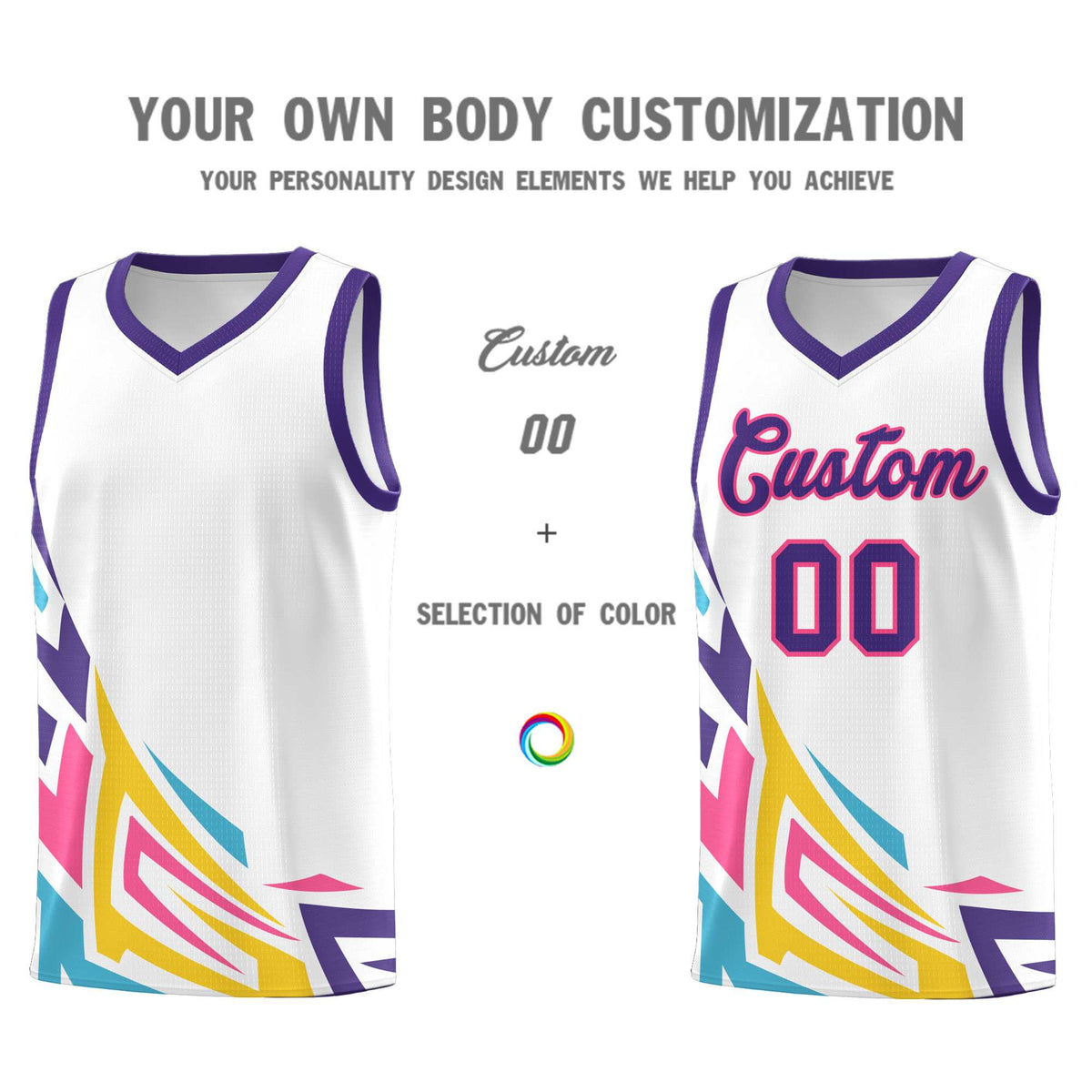 Custom White Gradient Graffiti Pattern Sports Uniform Basketball Jersey