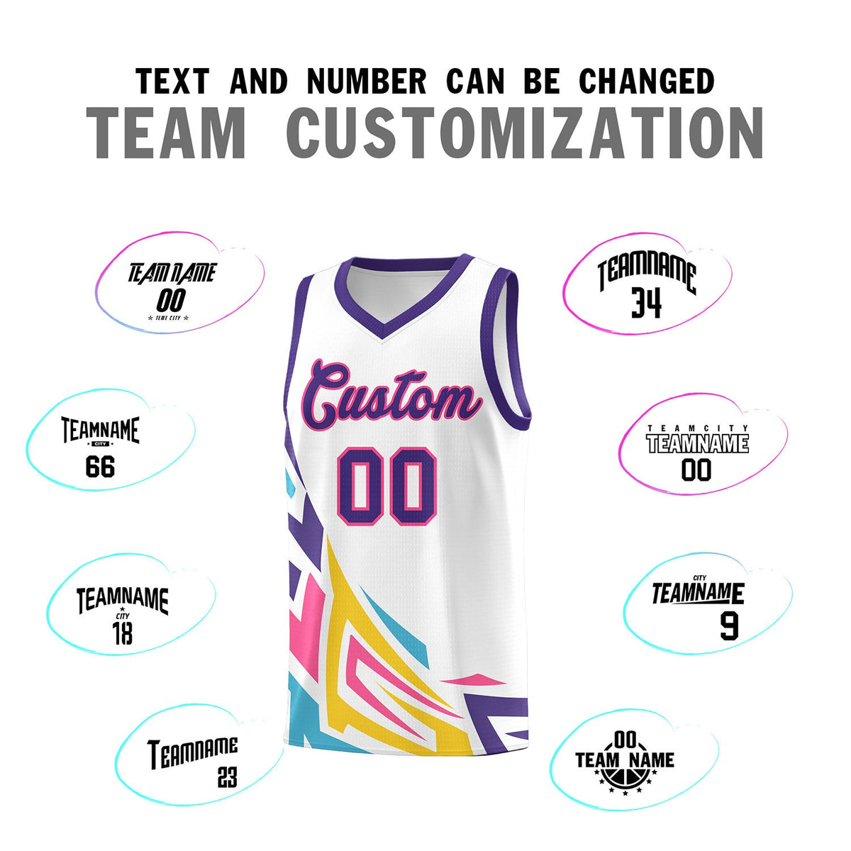 Custom White Gradient Graffiti Pattern Sports Uniform Basketball Jersey