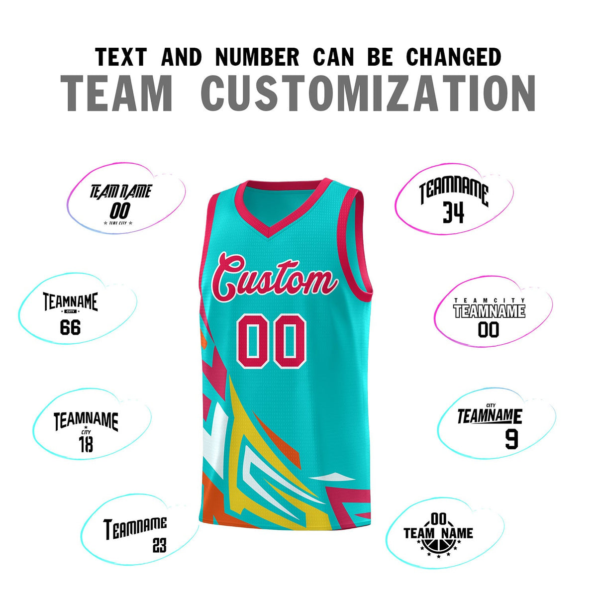 Custom Aqua Gradient Graffiti Pattern Sports Uniform Basketball Jersey