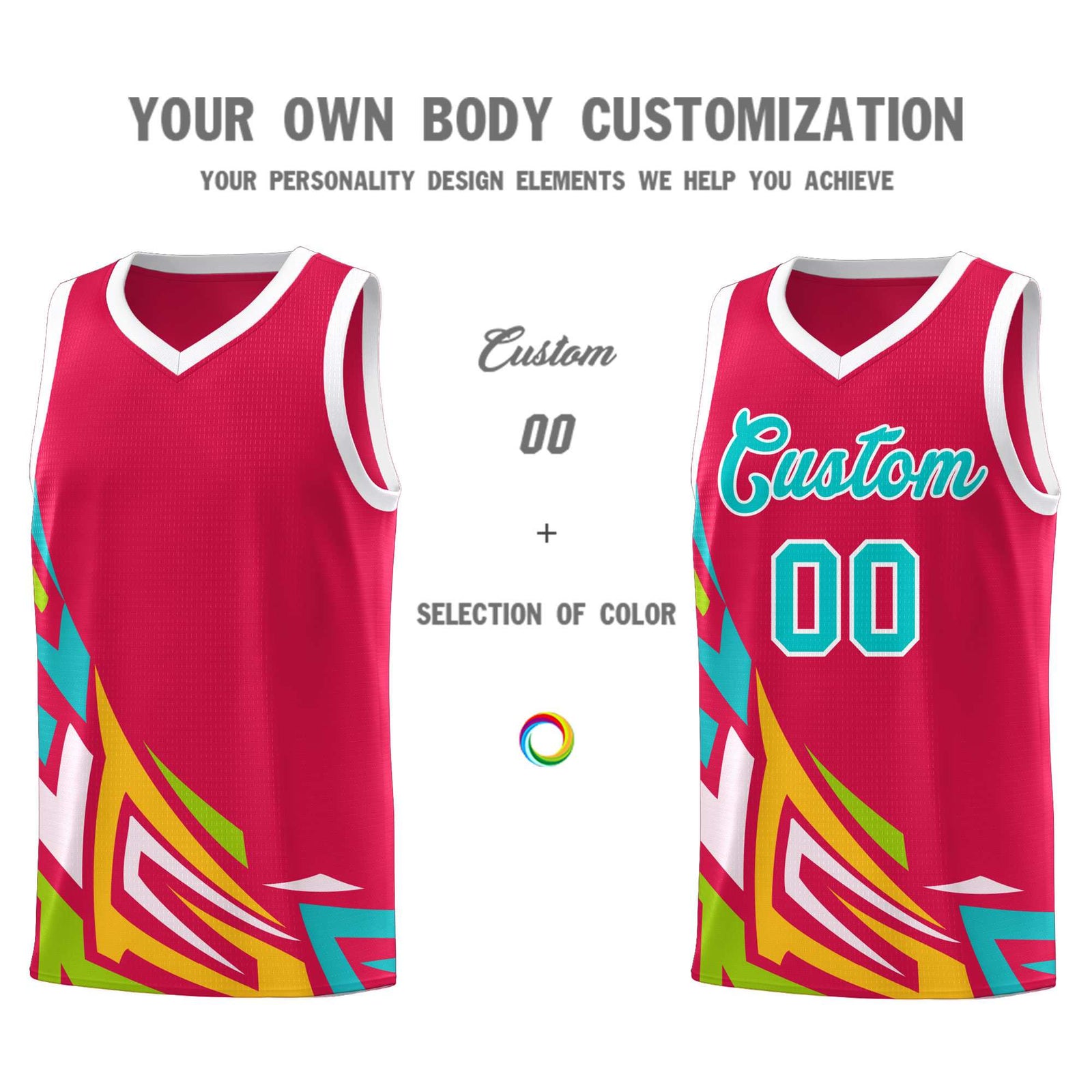 Custom Red Gradient Graffiti Pattern Sports Uniform Basketball Jersey