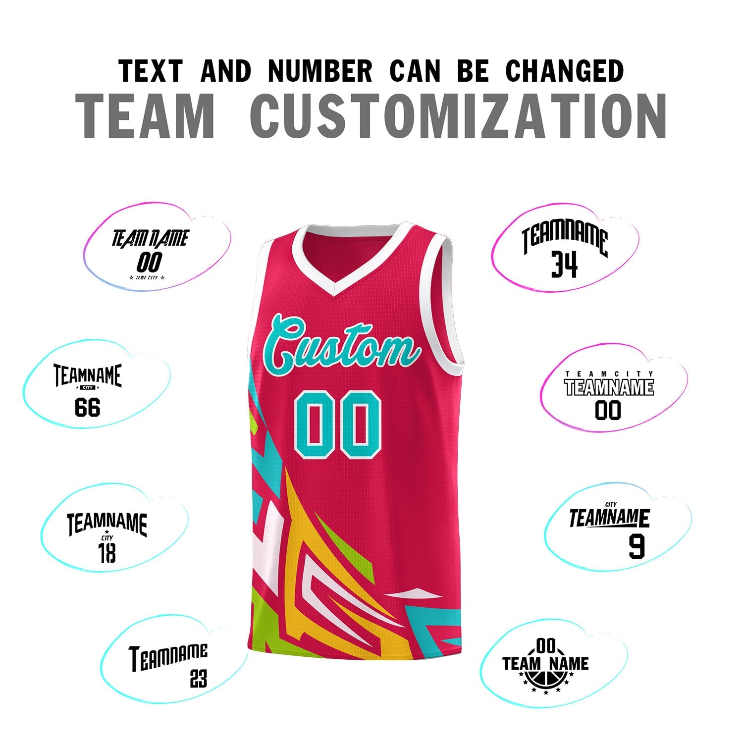 Custom Red Gradient Graffiti Pattern Sports Uniform Basketball Jersey