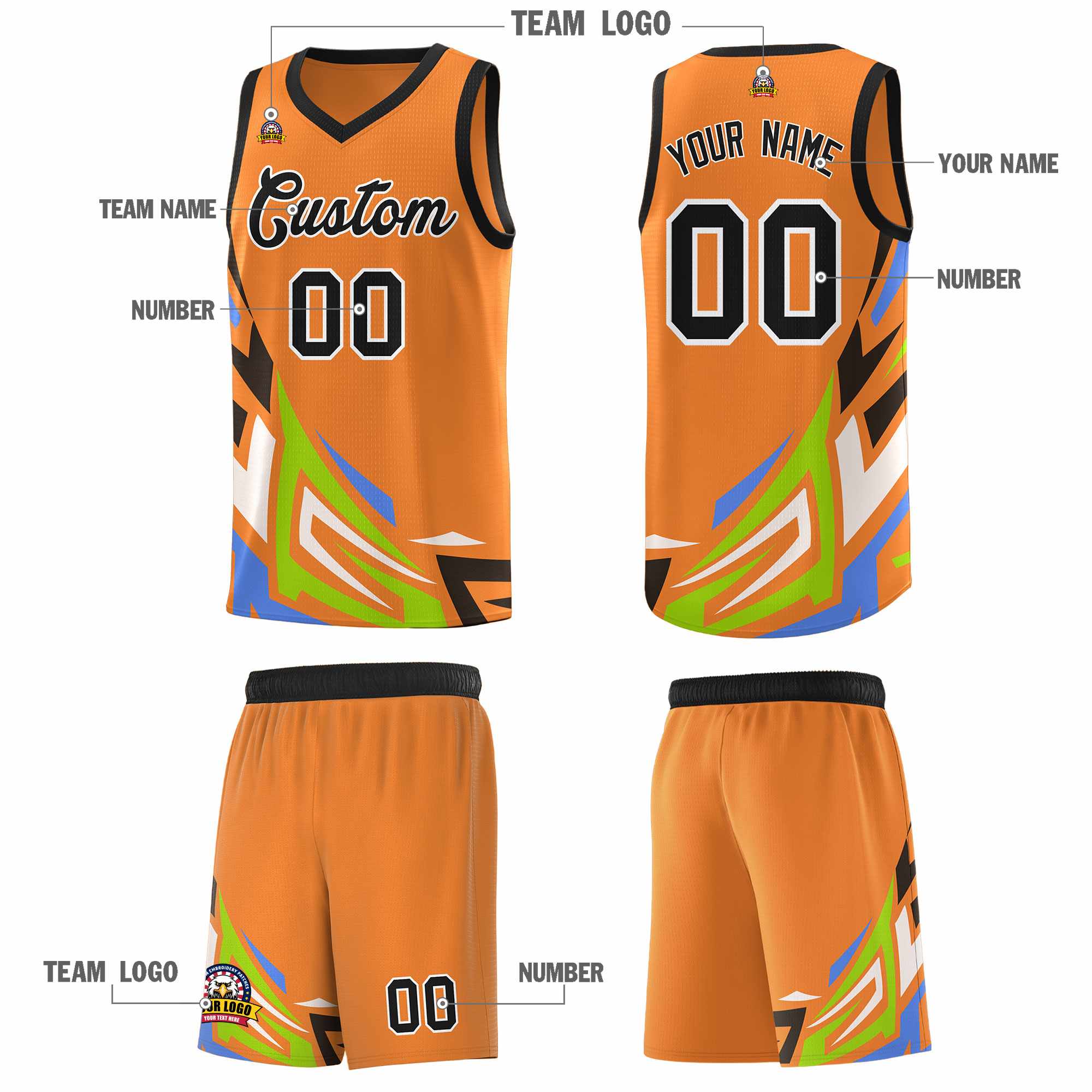 Custom Gold Orange Gradient Graffiti Pattern Sports Uniform Basketball Jersey