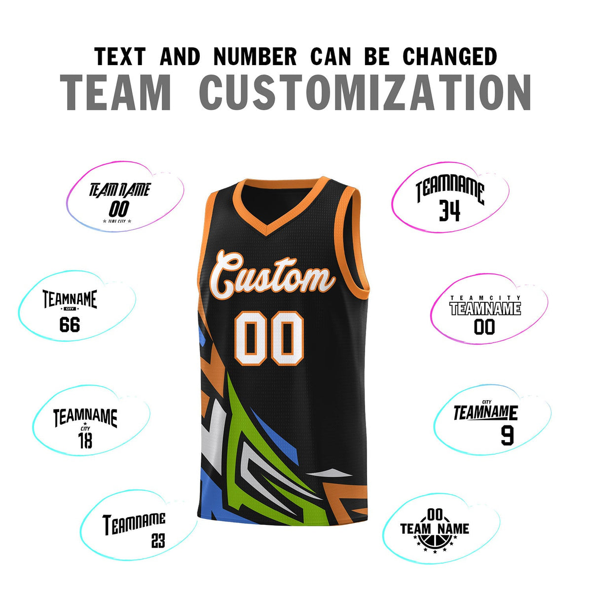 Custom Black Gradient Graffiti Pattern Sports Uniform Basketball Jersey